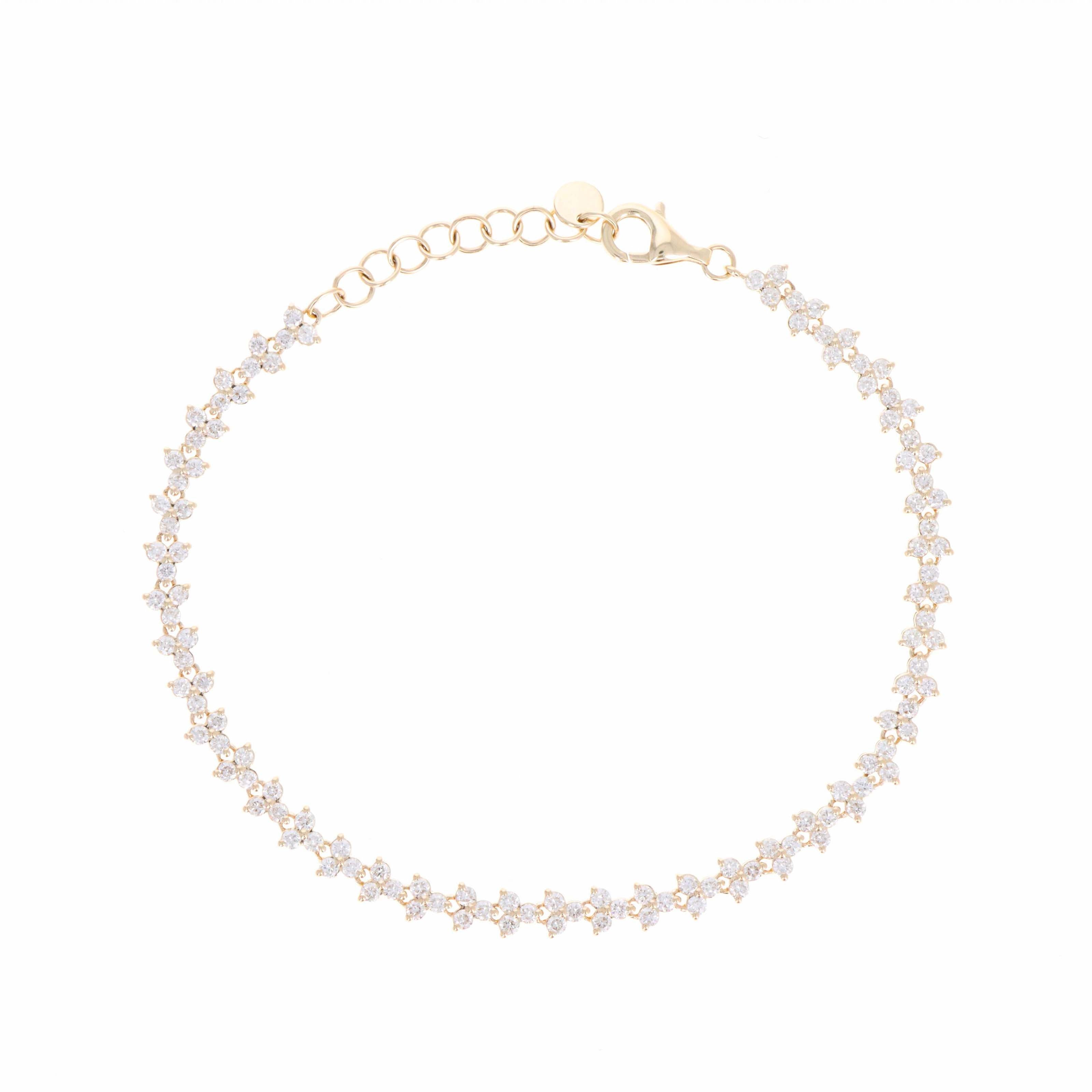 14K Yellow Gold 1.5 Carat Wreath Trio Diamond Bracelet - Queen May