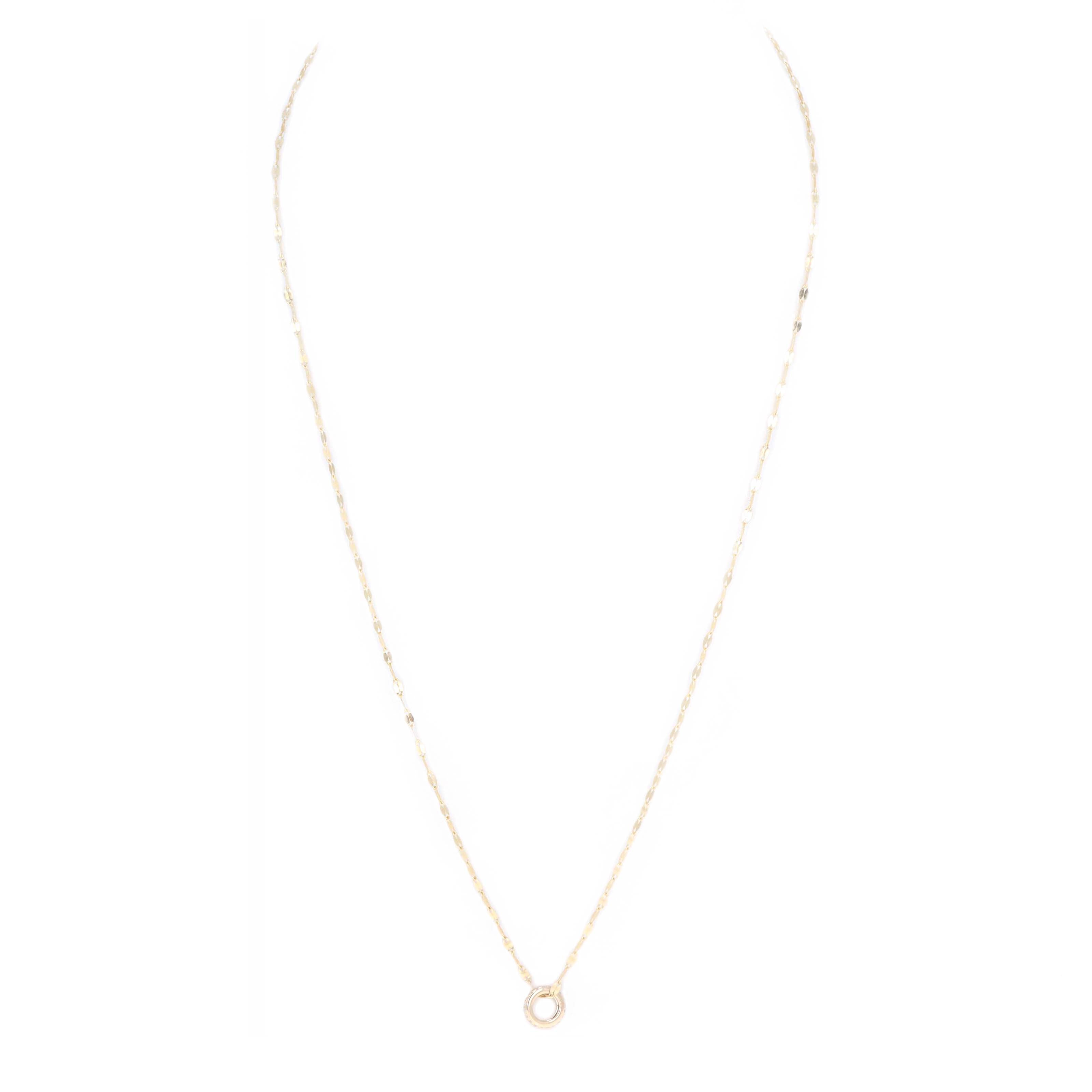 14K Yellow Gold 0.07 Carat Diamond Circle Pendant Tinsel Necklace - Queen May