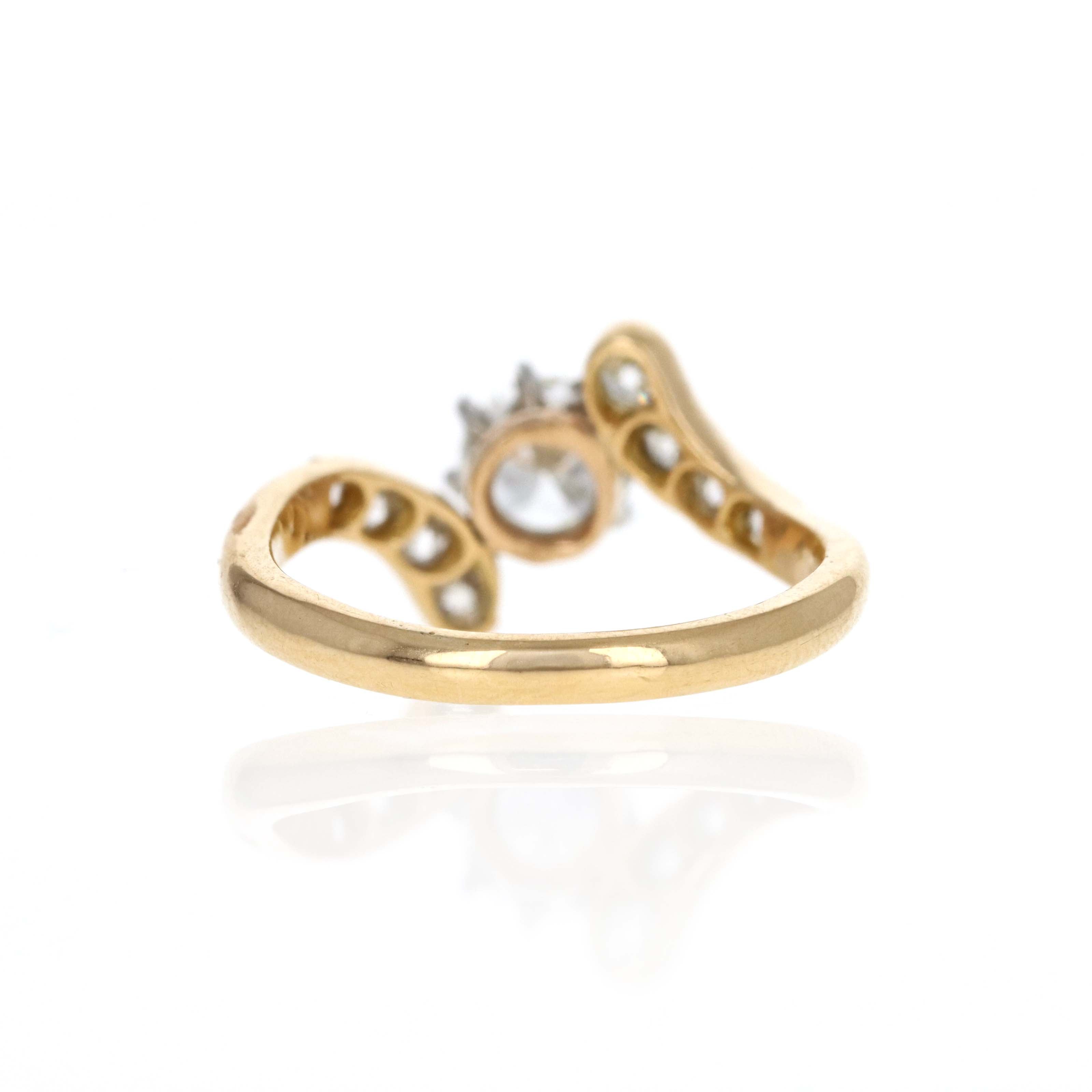 Victorian Inspired 18K Yellow Gold 0.50 Carat Old European Cut Diamond "Toi et Moi" Ring