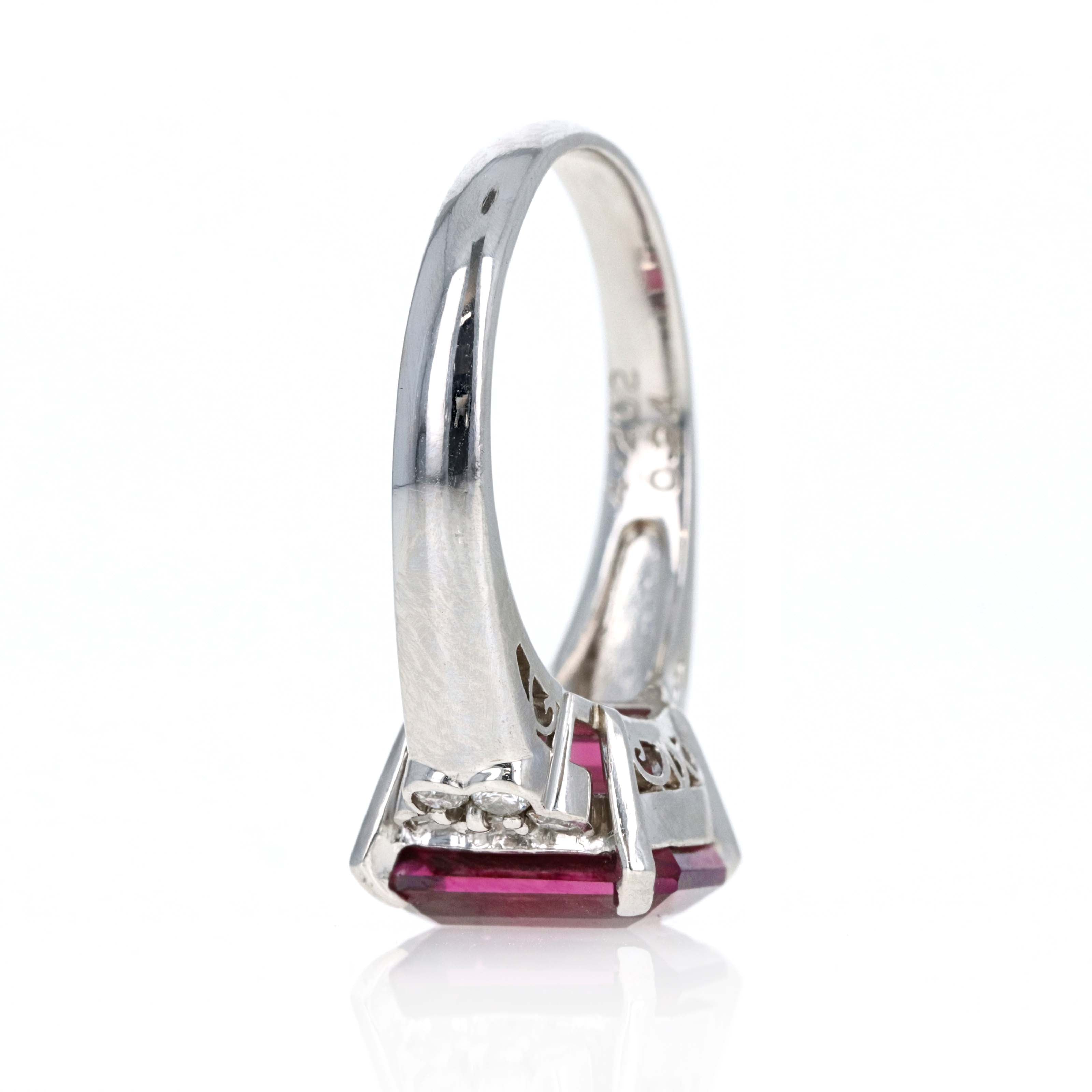 Platinum 4.20 Carat Rhodolite Tourmaline Diamond Ring