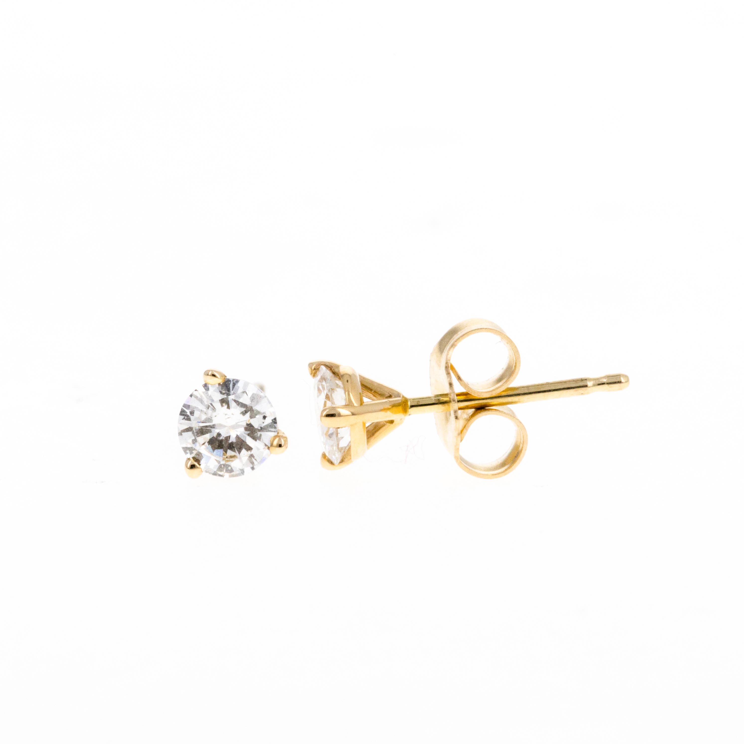 0.5 Carat Total Weight Round Brilliant Diamond Martini Stud Earrings in 14K White or Yellow Gold - Queen May