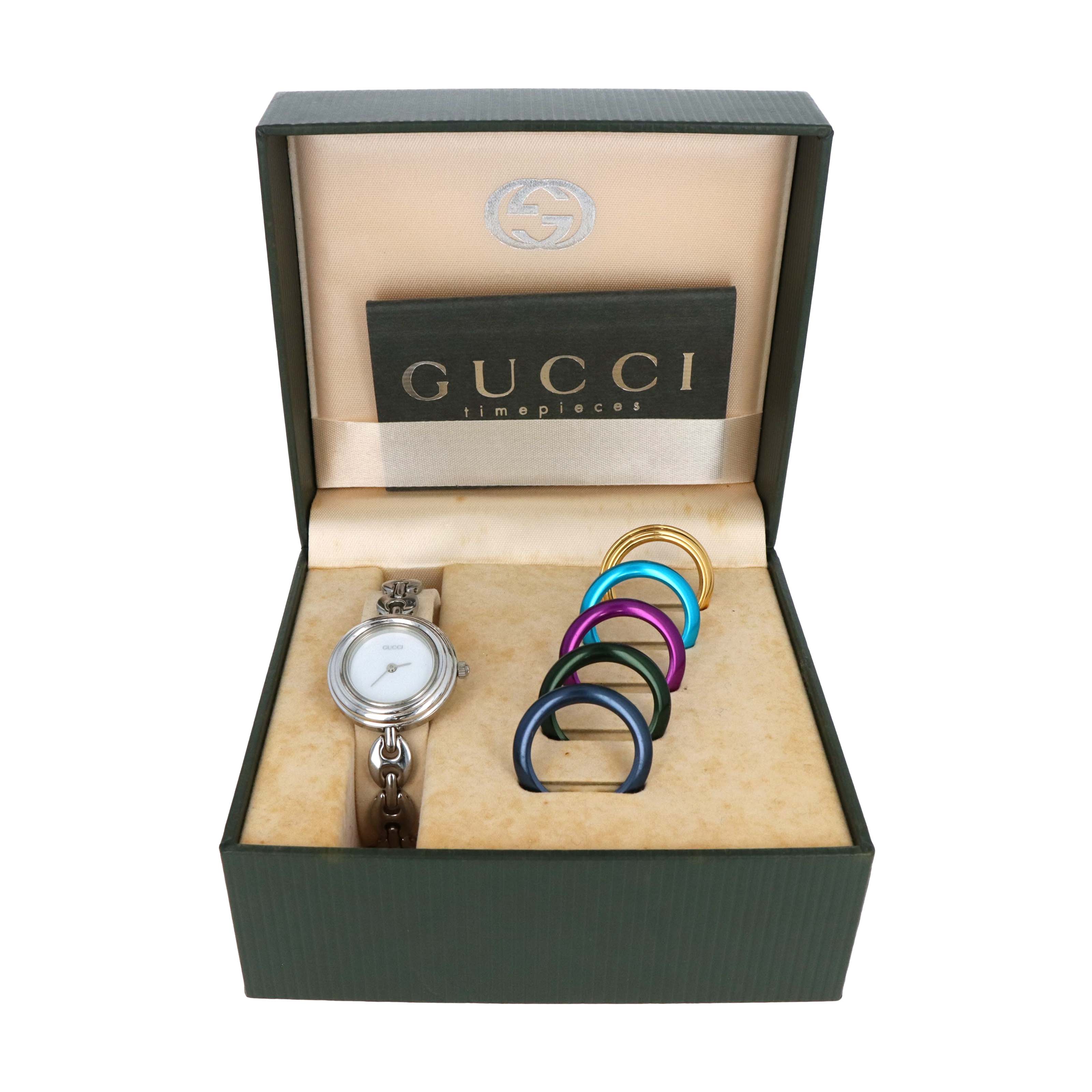 Vintage Silver Gucci Interchangeable Bezel Watch Link Bracelet - Queen May
