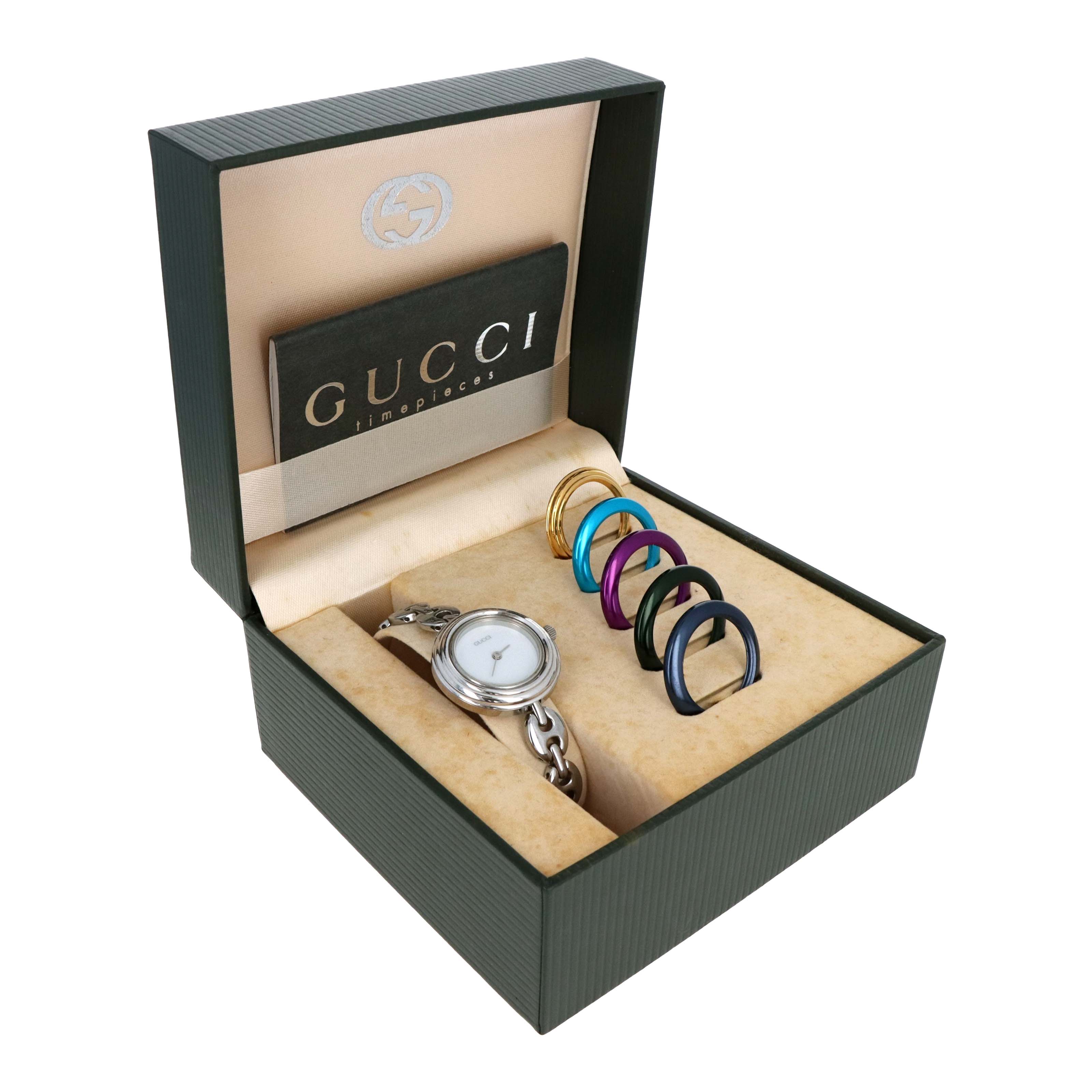 Vintage Silver Gucci Interchangeable Bezel Watch Link Bracelet - Queen May