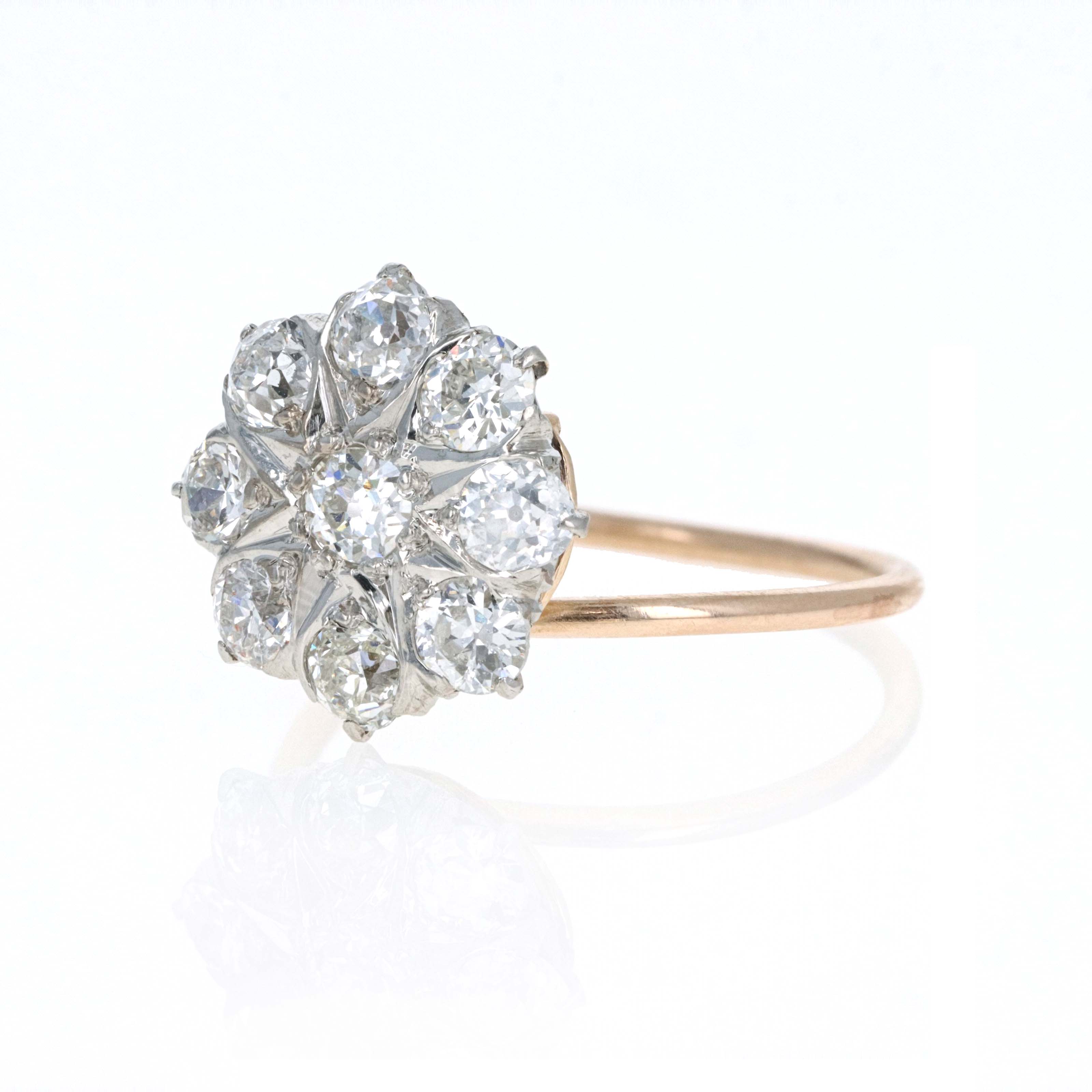 Victorian Old Mine Diamond Cluster Stick Pin Conversion Ring - Queen May