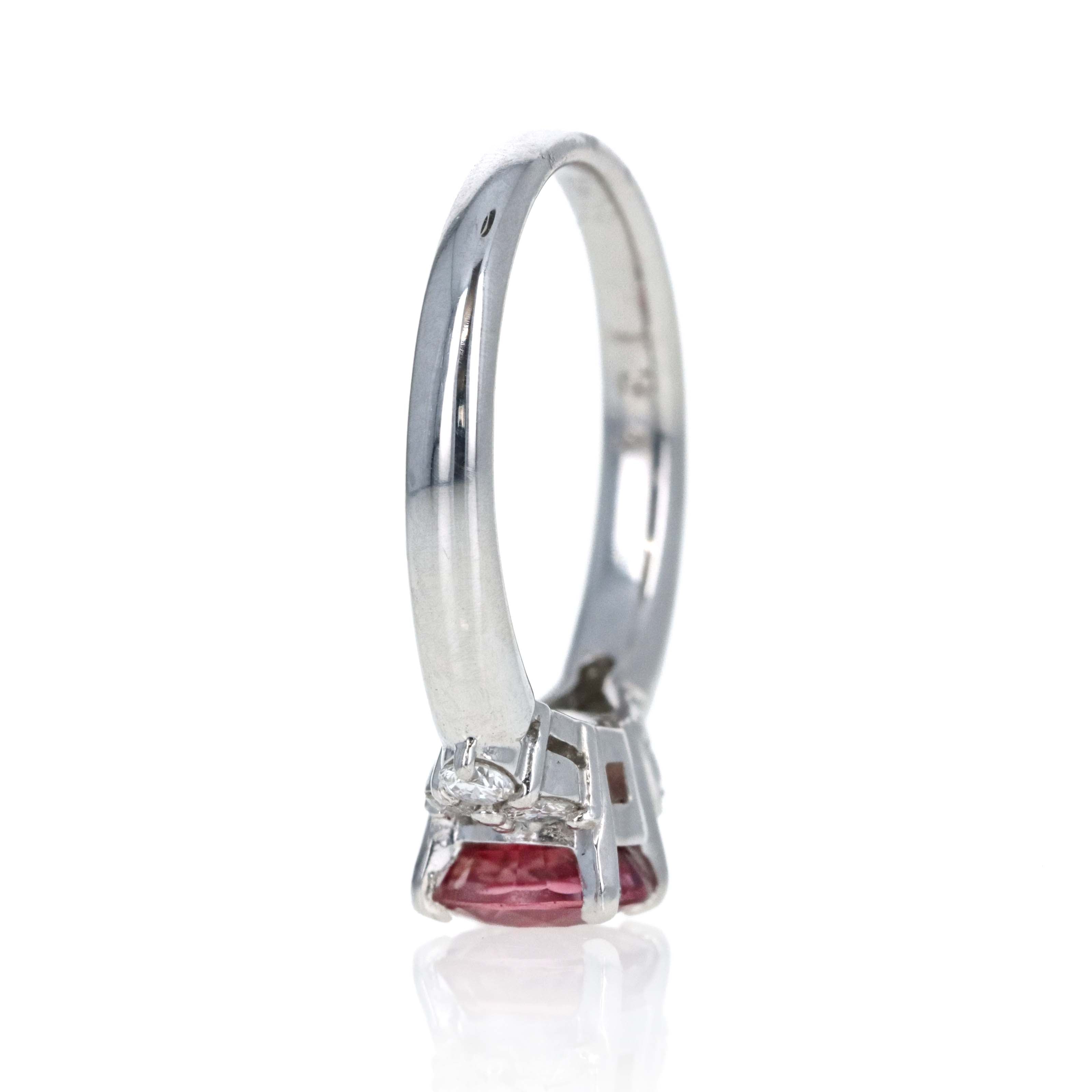 Platinum 1.34 Carat Peach Pink Sapphire Diamond Accented Ring - Queen May