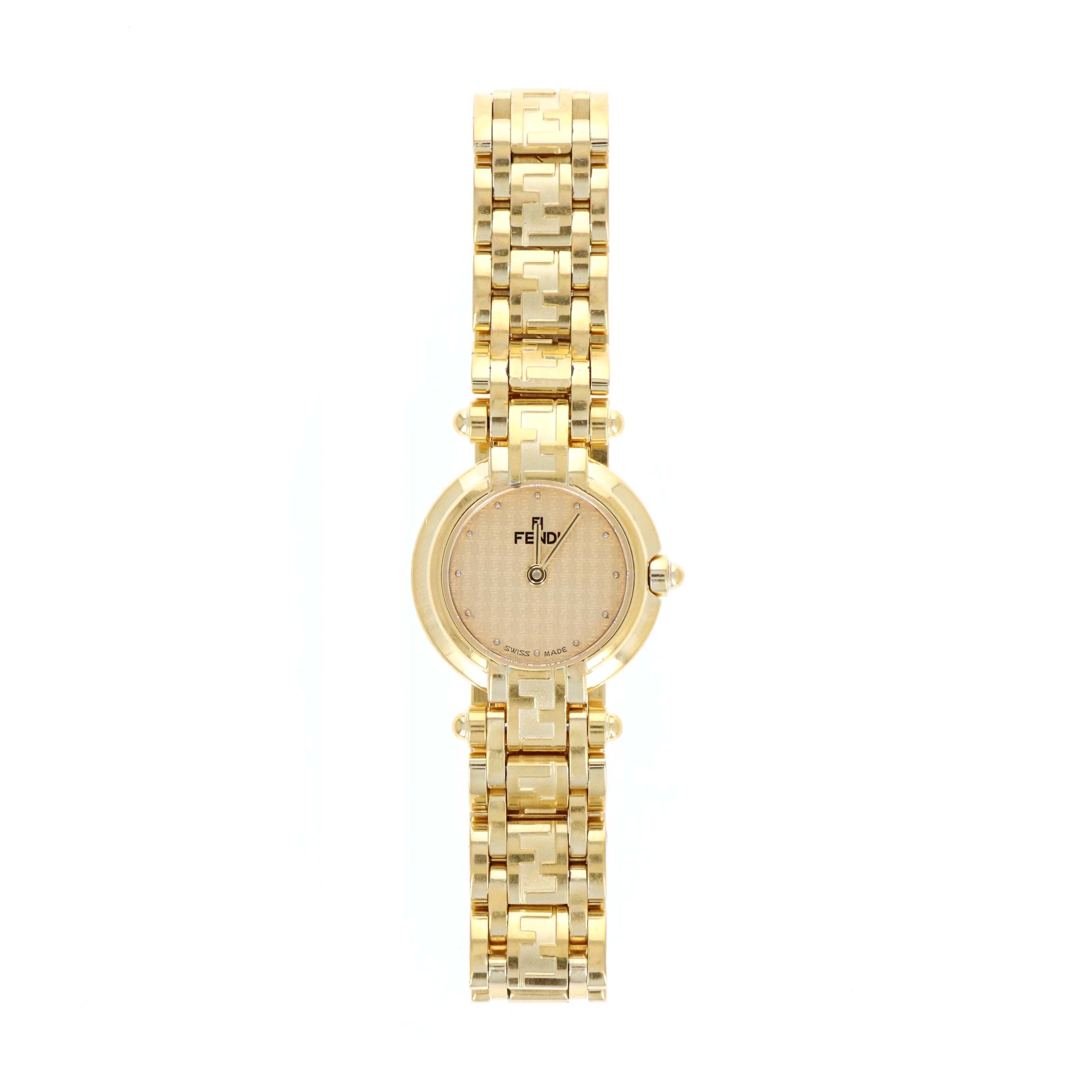 Rare Fendi Orologi 770L Gold-Plated FF Logo Dial Ladies Watch - Queen May