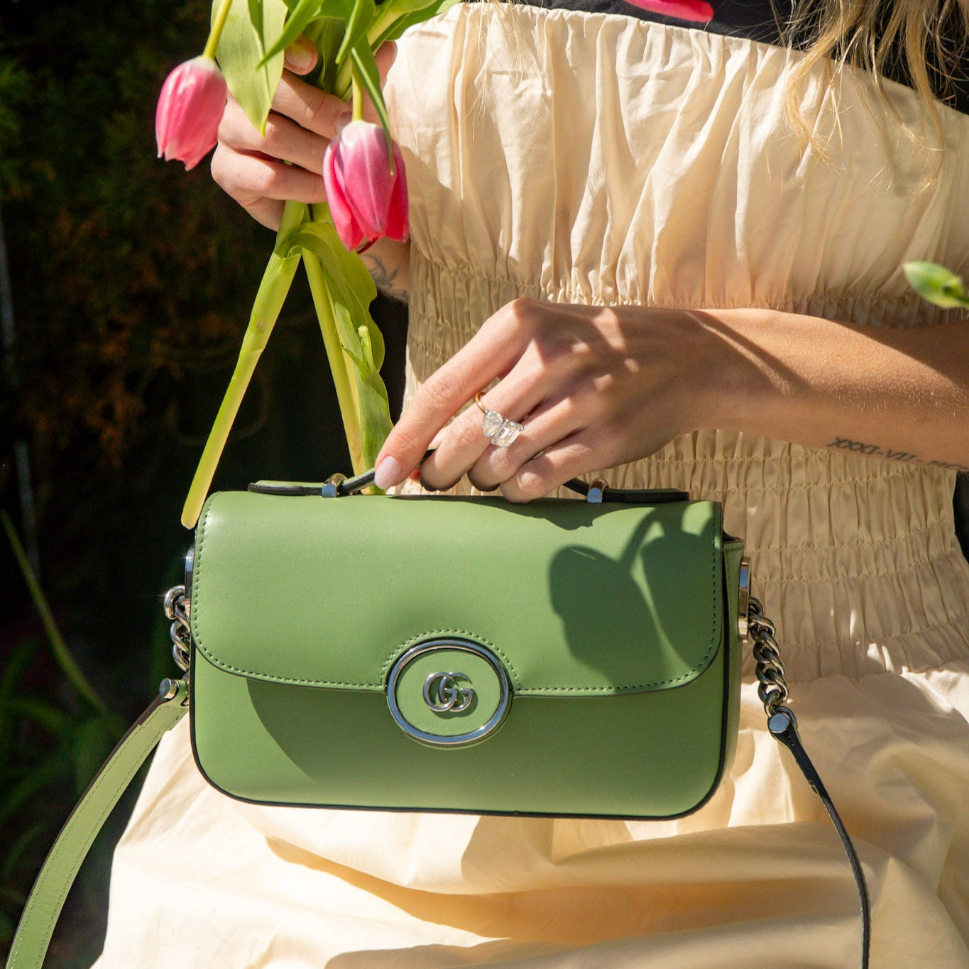Gucci Petite GG Mini Shoulder Bag--Green - Queen May