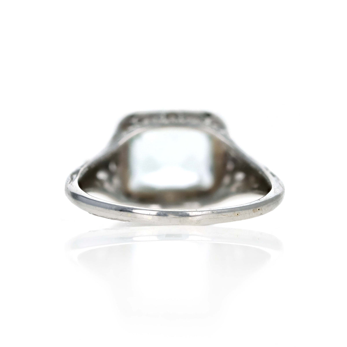 Art Deco 14K White Gold 2.5 Carat Aquamarine Filigree Ring