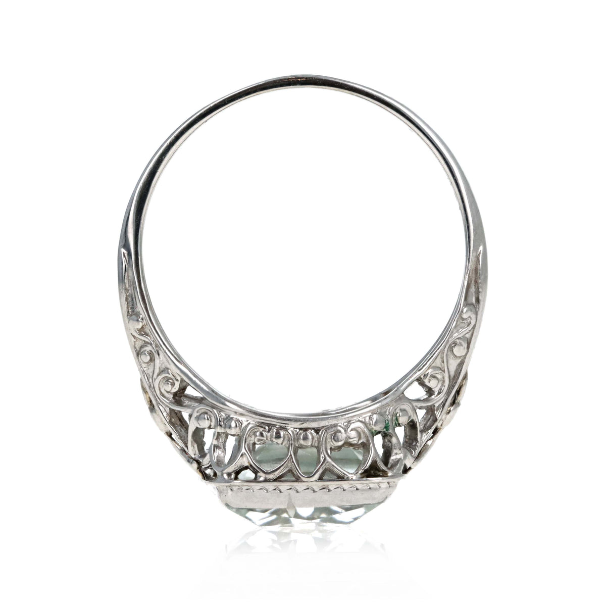 Art Deco 14K White Gold 2.5 Carat Aquamarine Filigree Ring