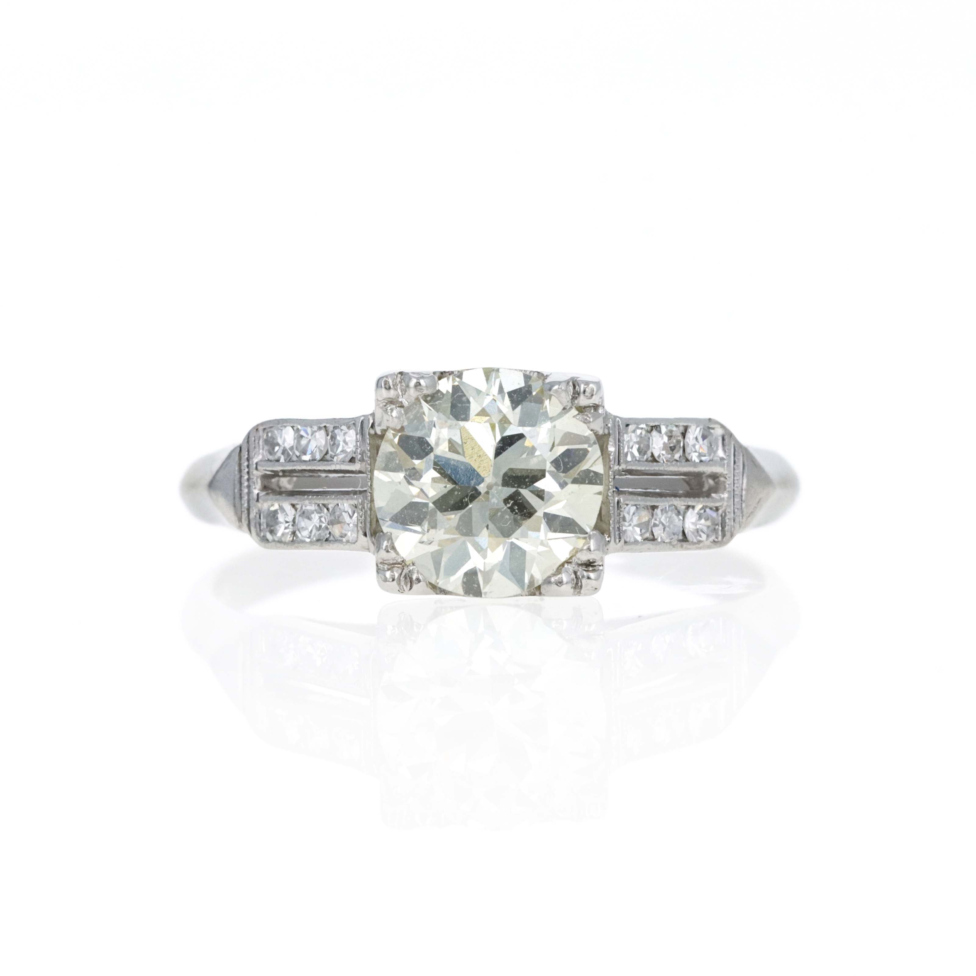 Platinum Art Deco 1.23 Carat Old European Cut Diamond Ring - Queen May