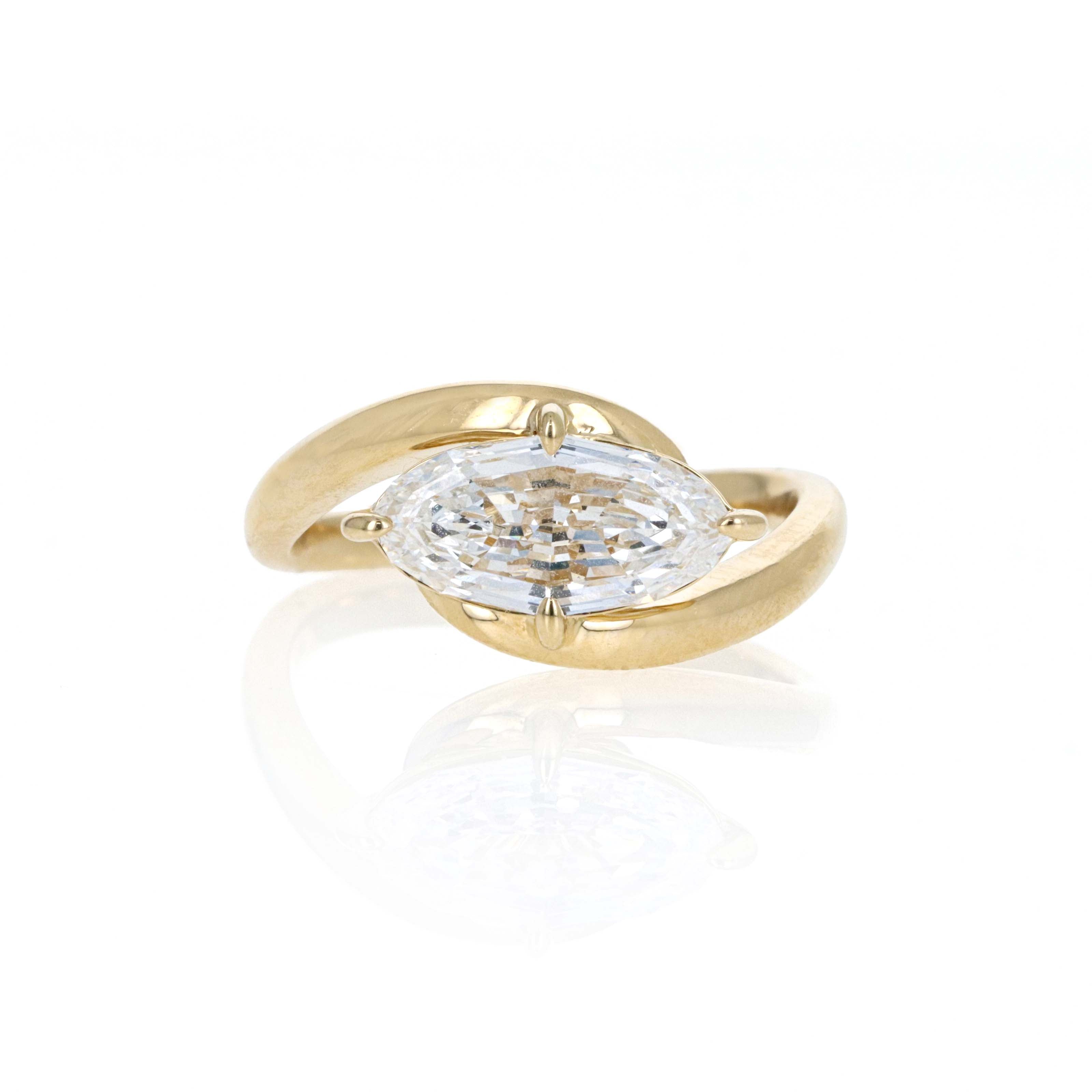 Lab Grown 2.05 Carat Dutch Marquise Diamond East West Engagement Ring 14K Yellow Gold - Queen May