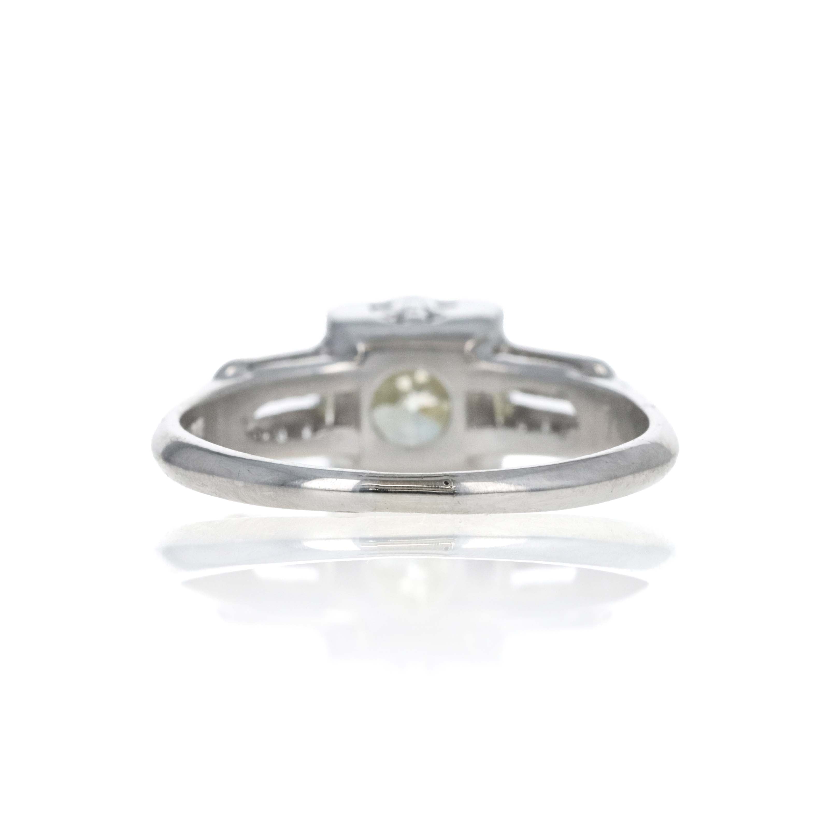 Platinum Art Deco 1.23 Carat Old European Cut Diamond Ring - Queen May