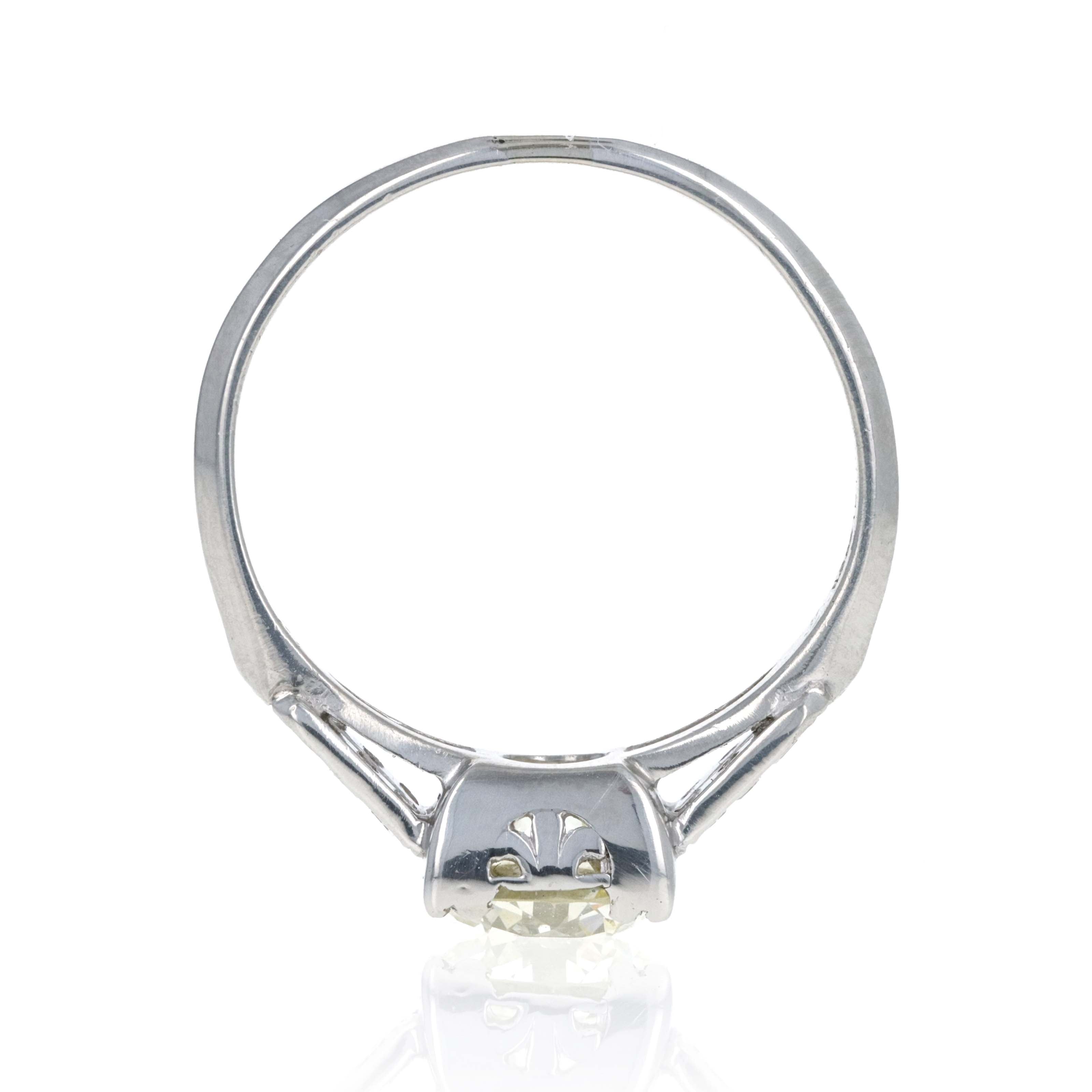 Platinum Art Deco 1.23 Carat Old European Cut Diamond Ring - Queen May