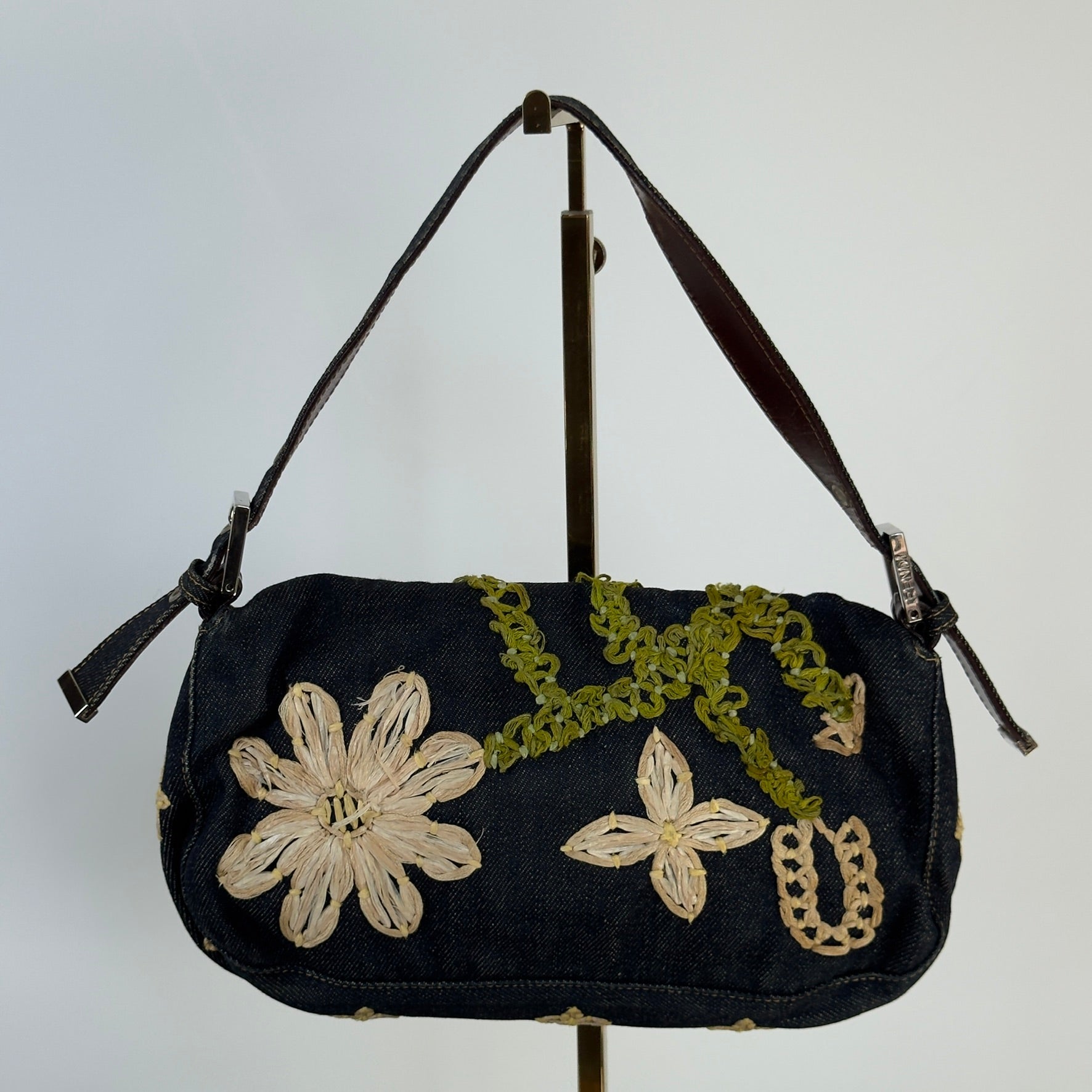 Fendi Denim Floral Baguette - Queen May