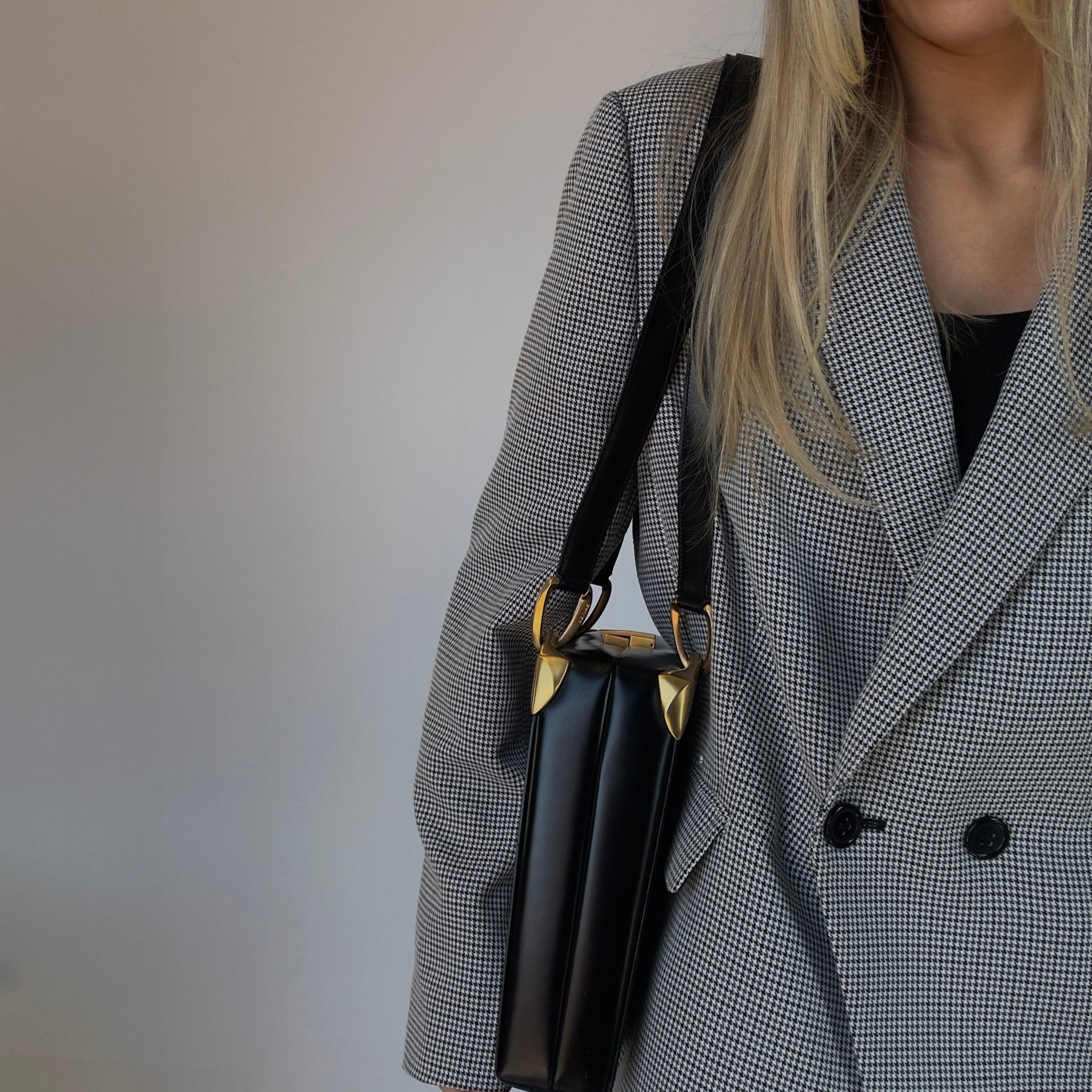Celine Leather Shoulder Bag Matte Black - Queen May
