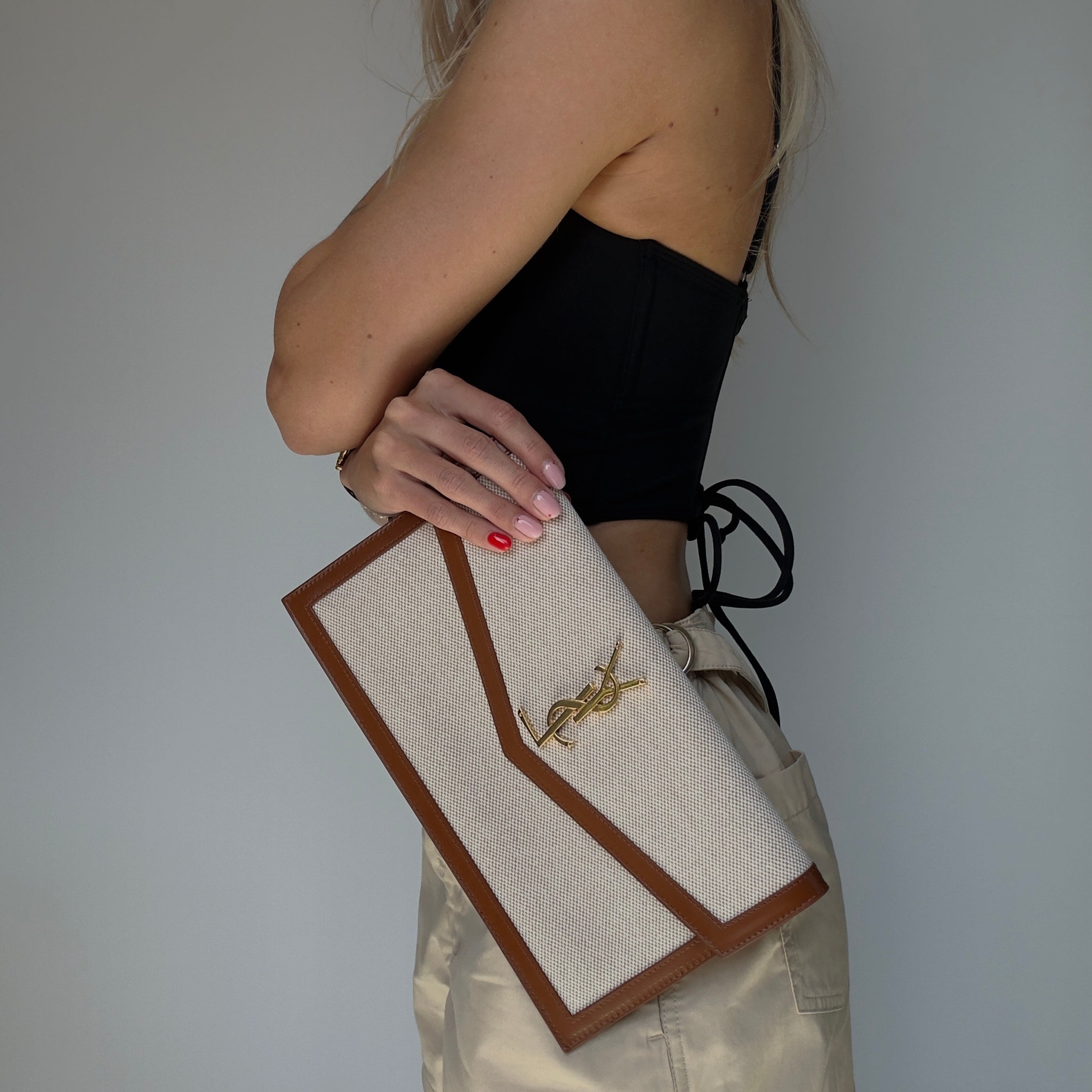 Saint Laurent Uptown Canvas Clutch