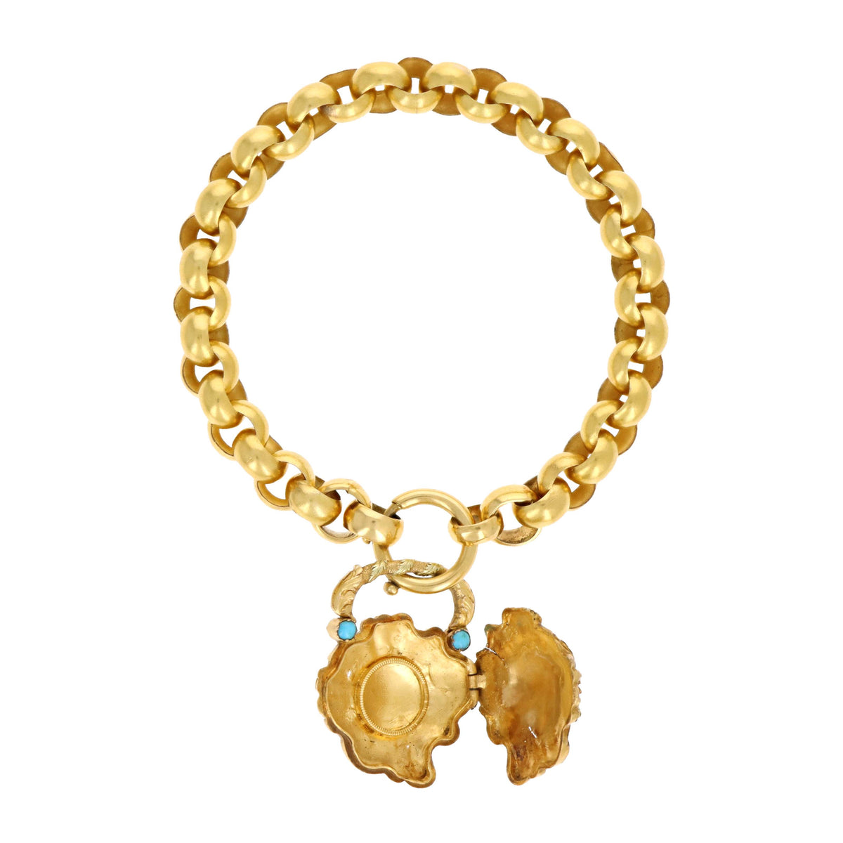 Georgian 18K & 22K Gemstone "Forget Me Not" Locket and Bracelet