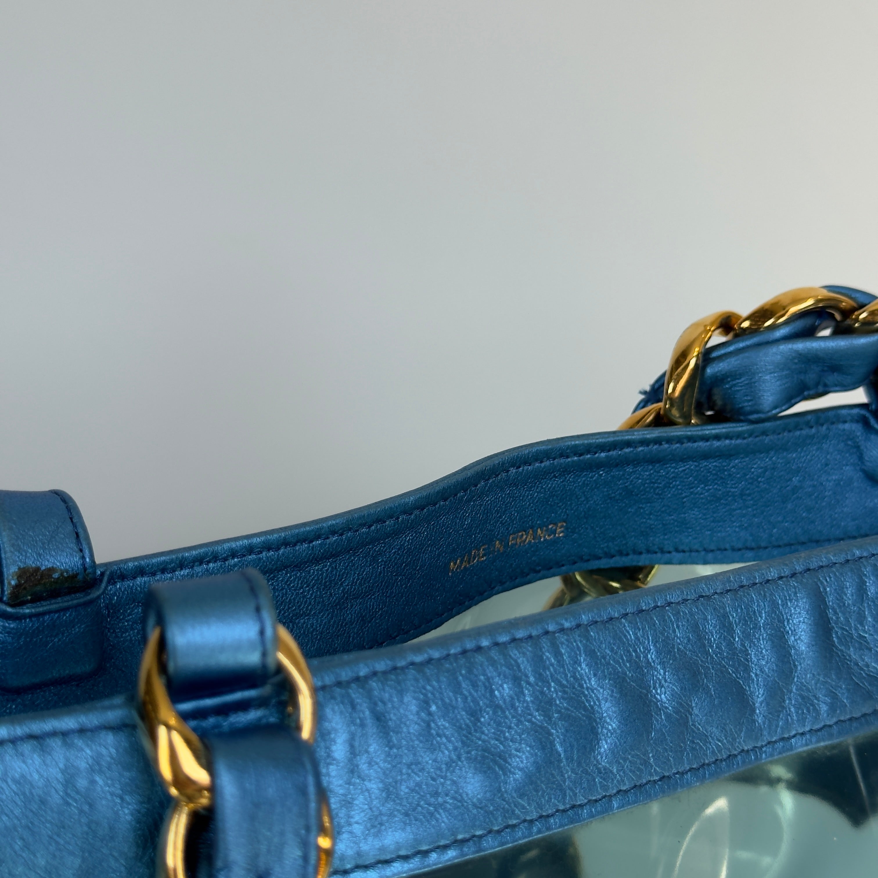 Vintage Chanel PVC CC Tote Blue 1994-1996 - Queen May