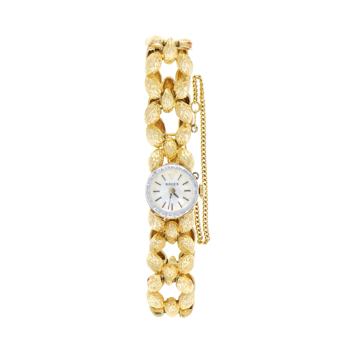 Vintage Rolex Ladies Ref 3570 14K Yellow Gold Nugget Bark Finish Bracelet Mechanical Movement Watch