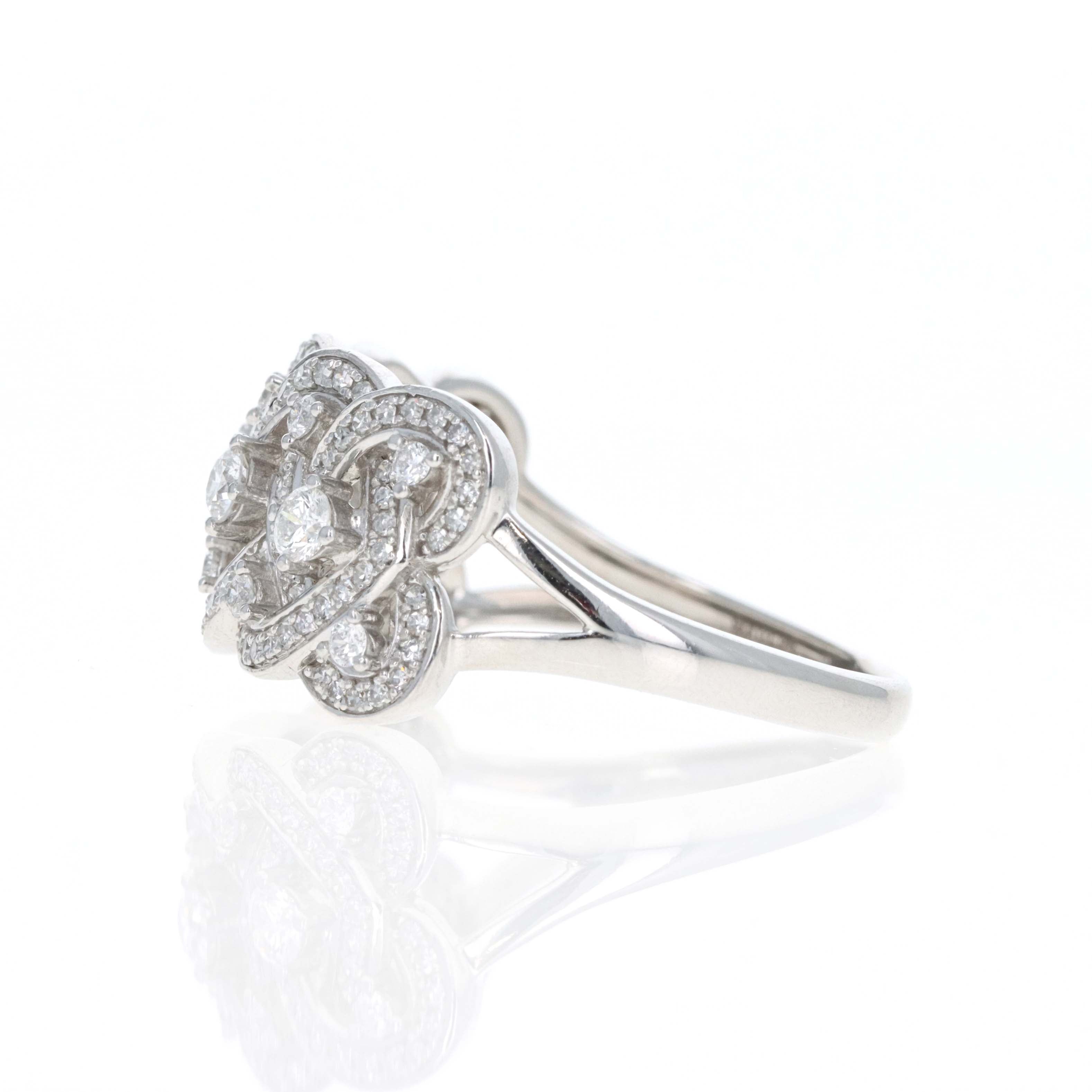 14K White Gold 1 Carat Diamond Woven Ring - Queen May