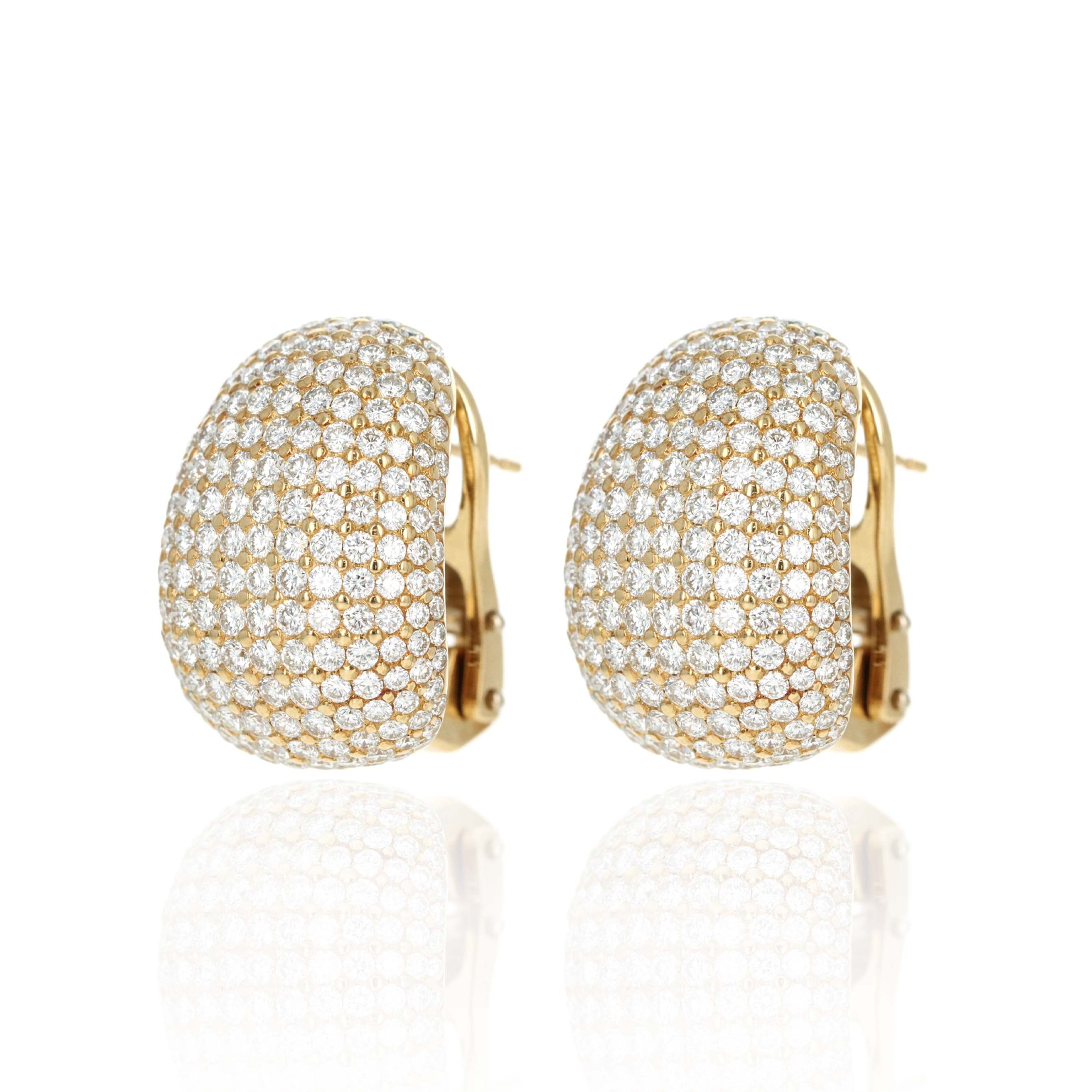 18K Yellow Gold 4.50 Carat Total Weight Diamond Pave Earrings - Queen May