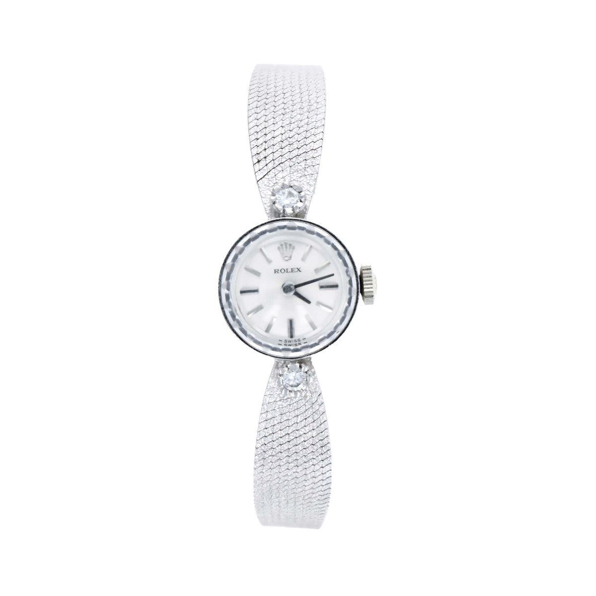 Vintage Rolex 14K White Gold 15 MM mechanical ladies cocktail watch