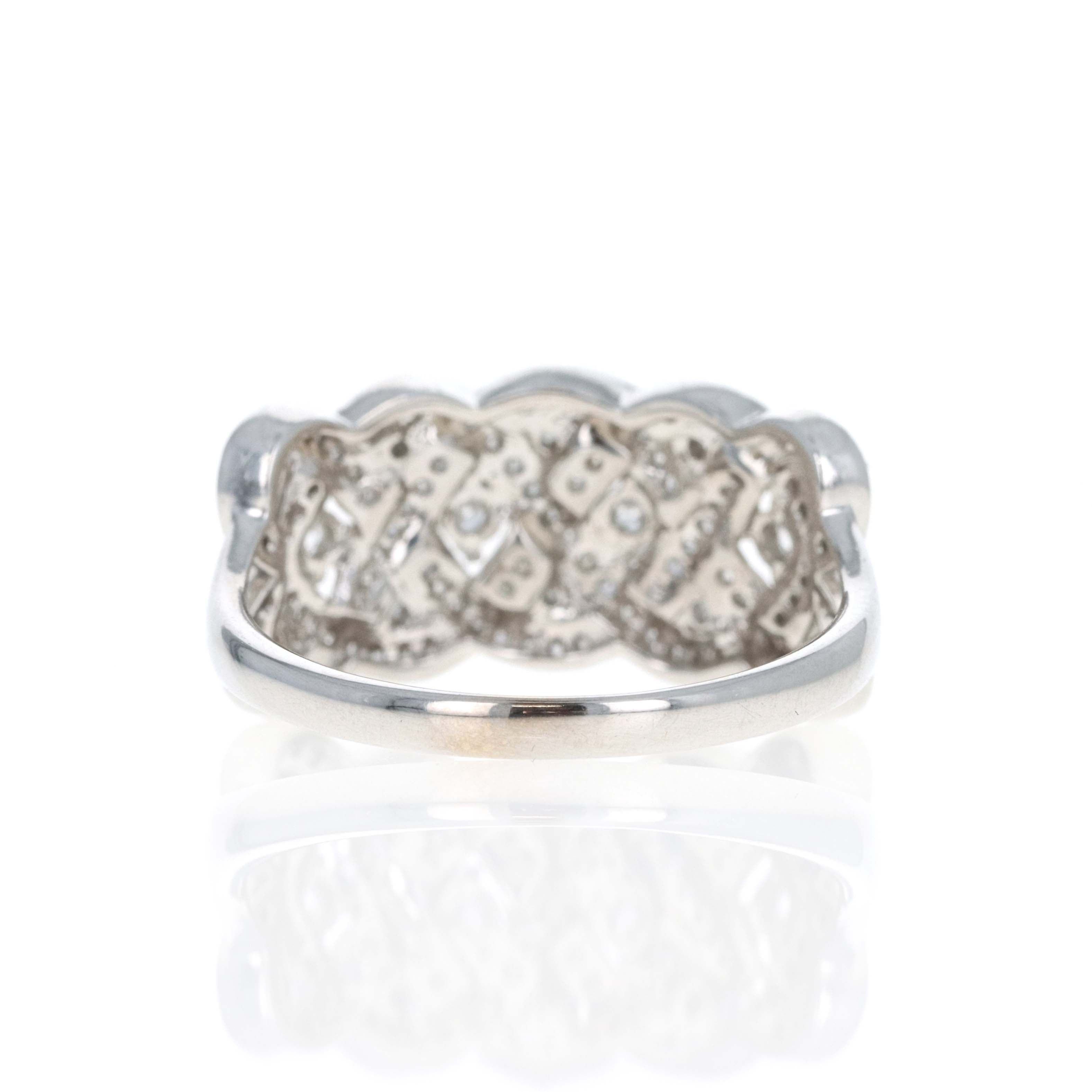 14K White Gold 1 Carat Diamond Woven Ring - Queen May