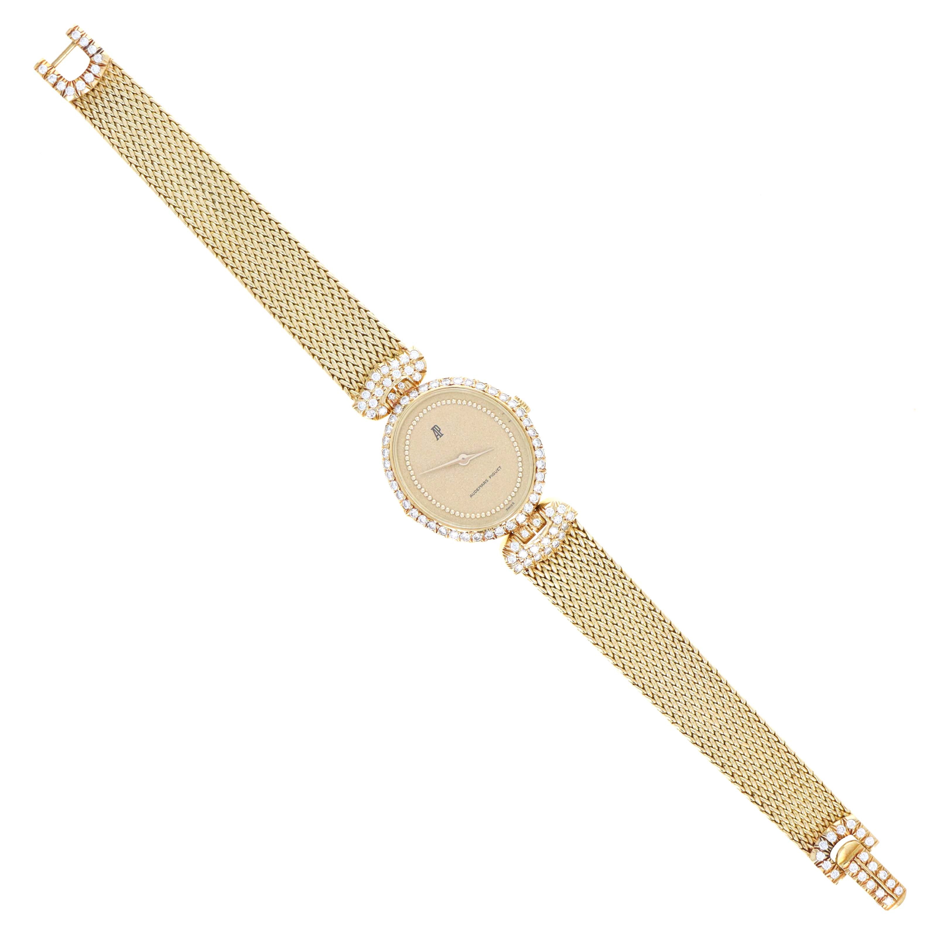 Vintage Audemars Piguet Ladies 18K Yellow Gold Diamond Bezel Mechanical Movement Watch