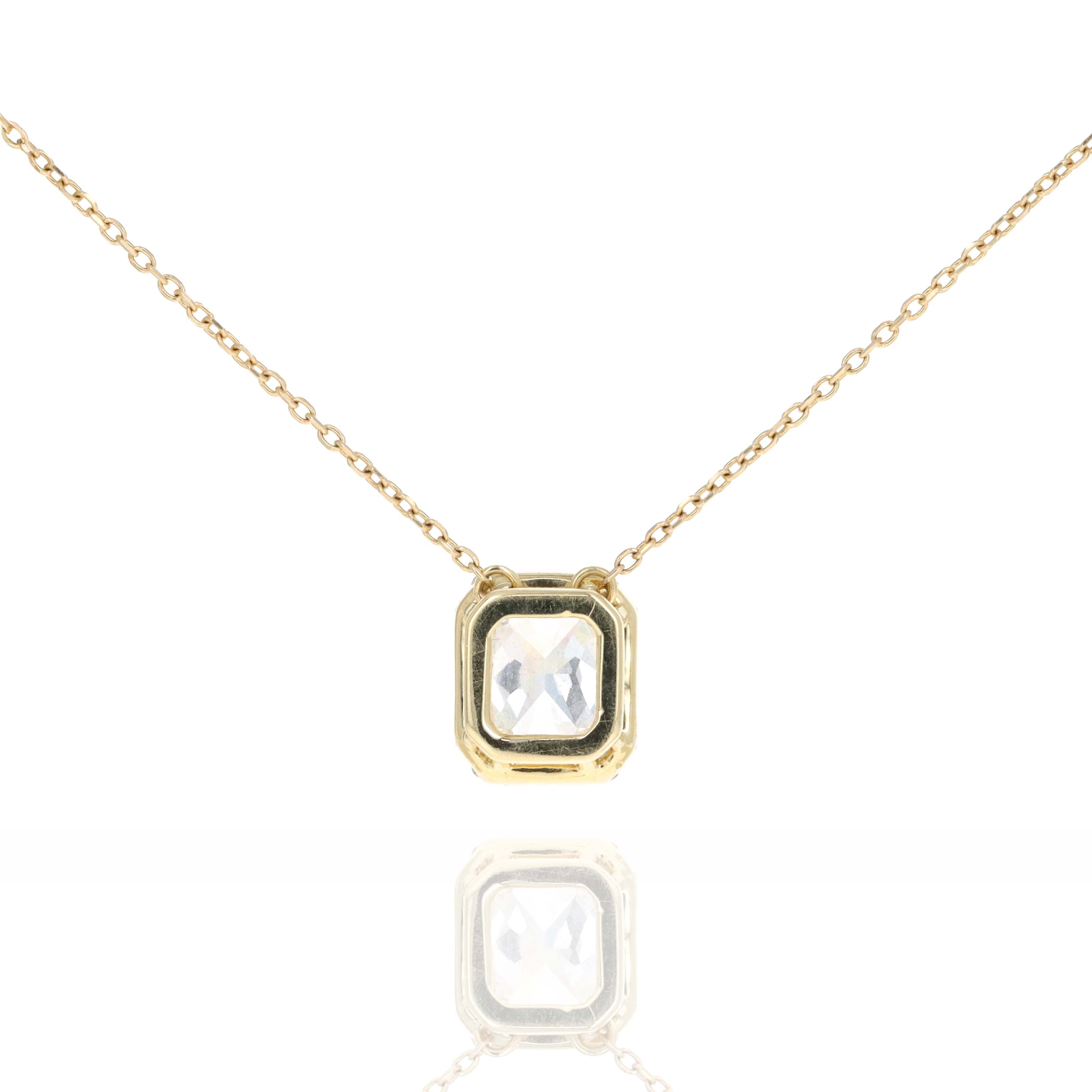18K Yellow Gold 1.31 Carat Radiant Diamond Halo Pendant Necklace - Queen May