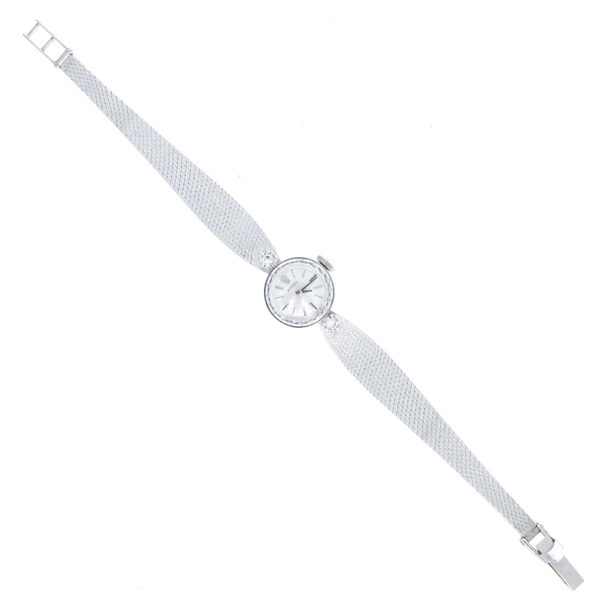 Vintage Rolex 14K White Gold 15 MM mechanical ladies cocktail watch