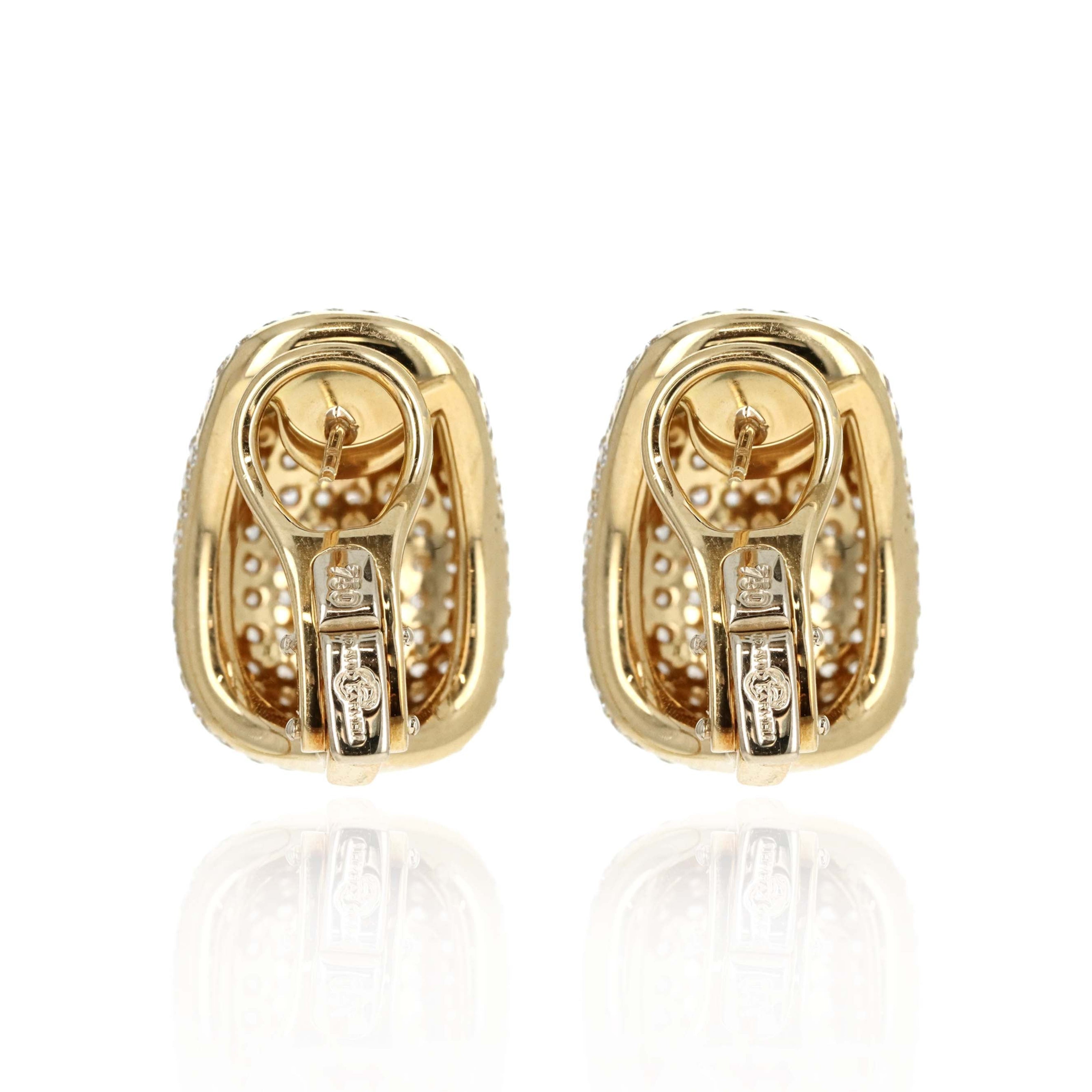 18K Yellow Gold 4.50 Carat Total Weight Diamond Pave Earrings - Queen May