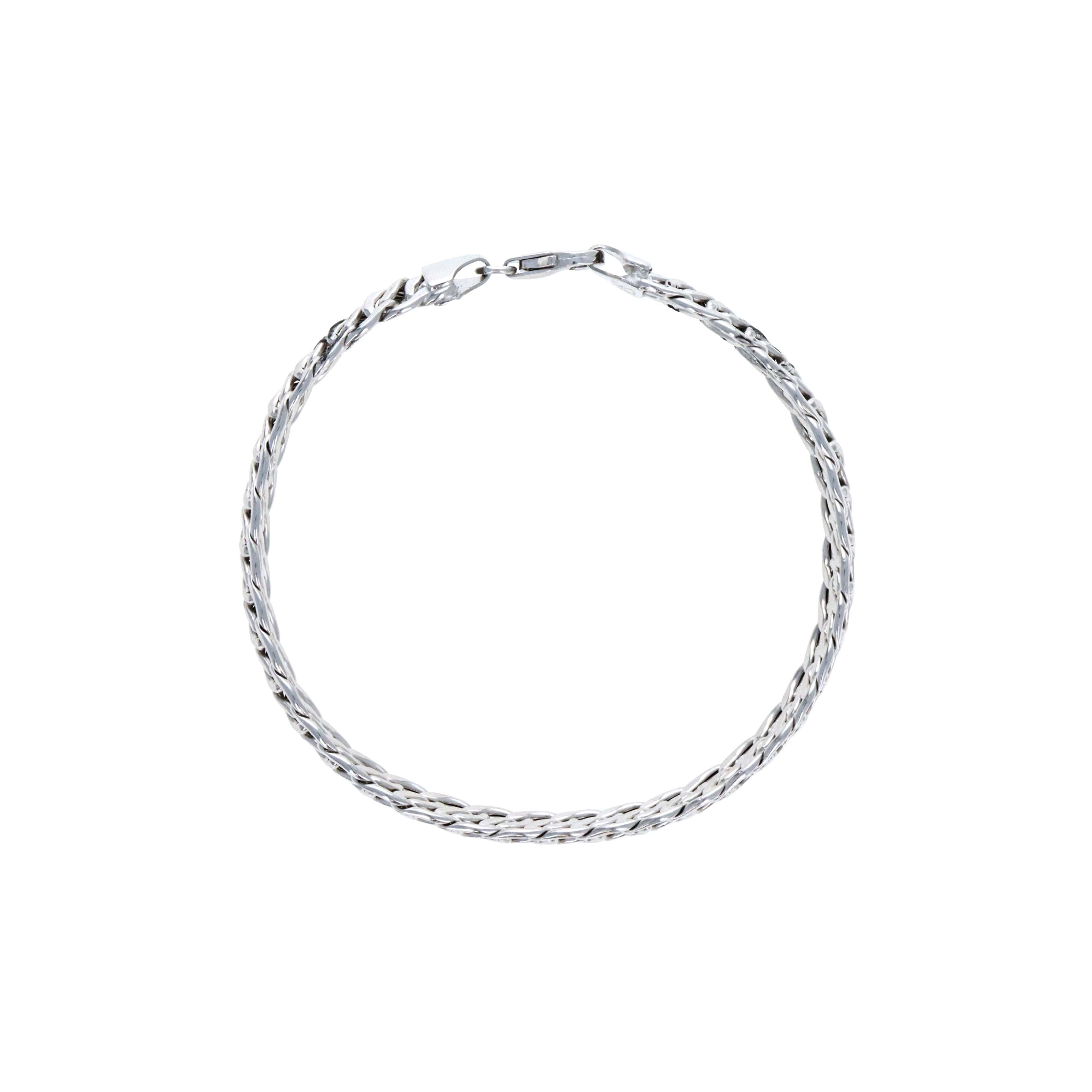 14K White Gold 7.3mm Cuban Link Chain Bracelet - Queen May