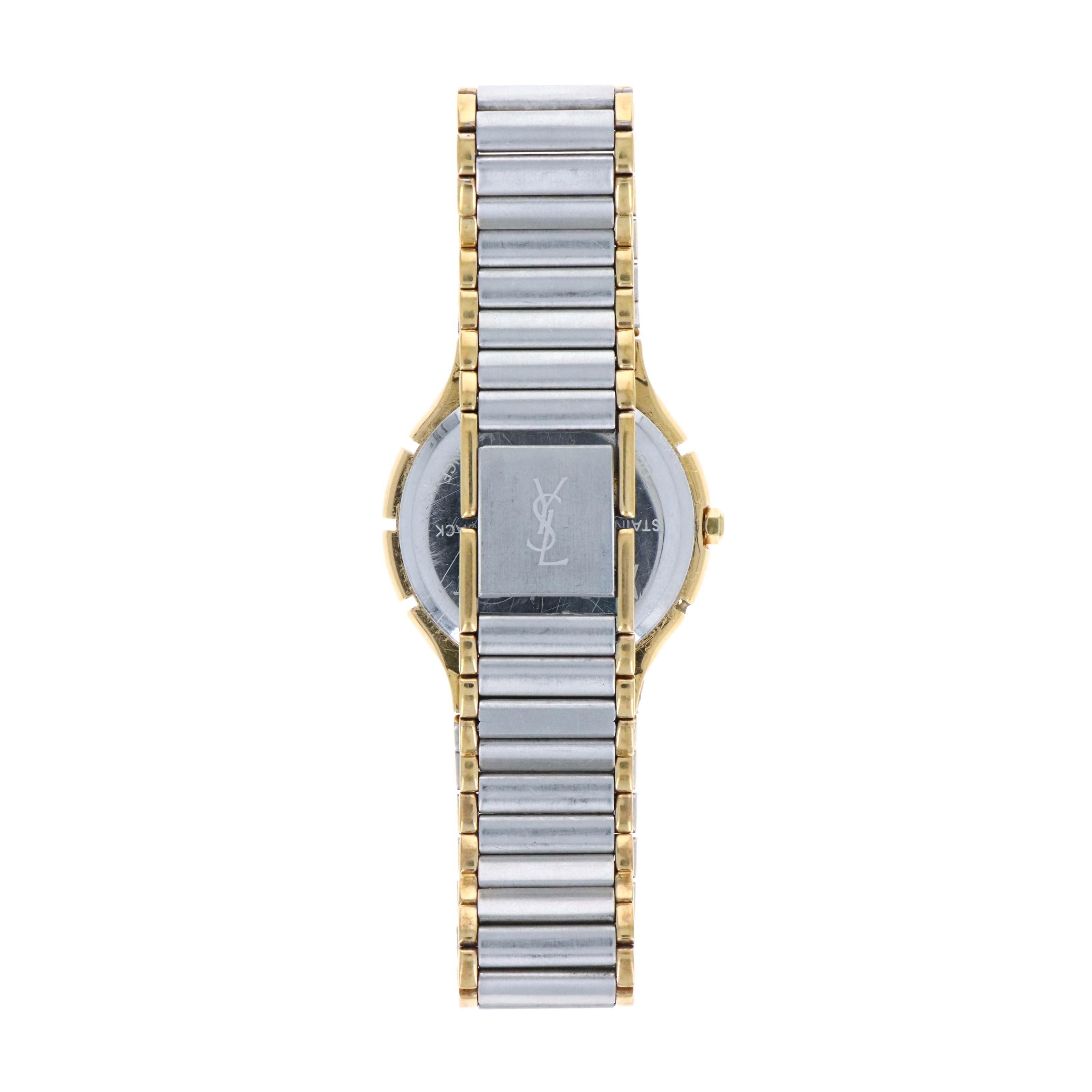 Vintage Yves St Laurent Round Dial Two Tone Watch - Queen May