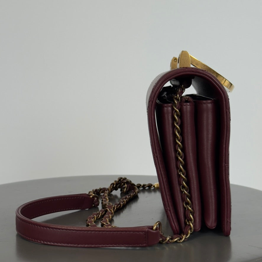 Chanel Art Nouvelle Small Flap Bag Burgundy - Queen May