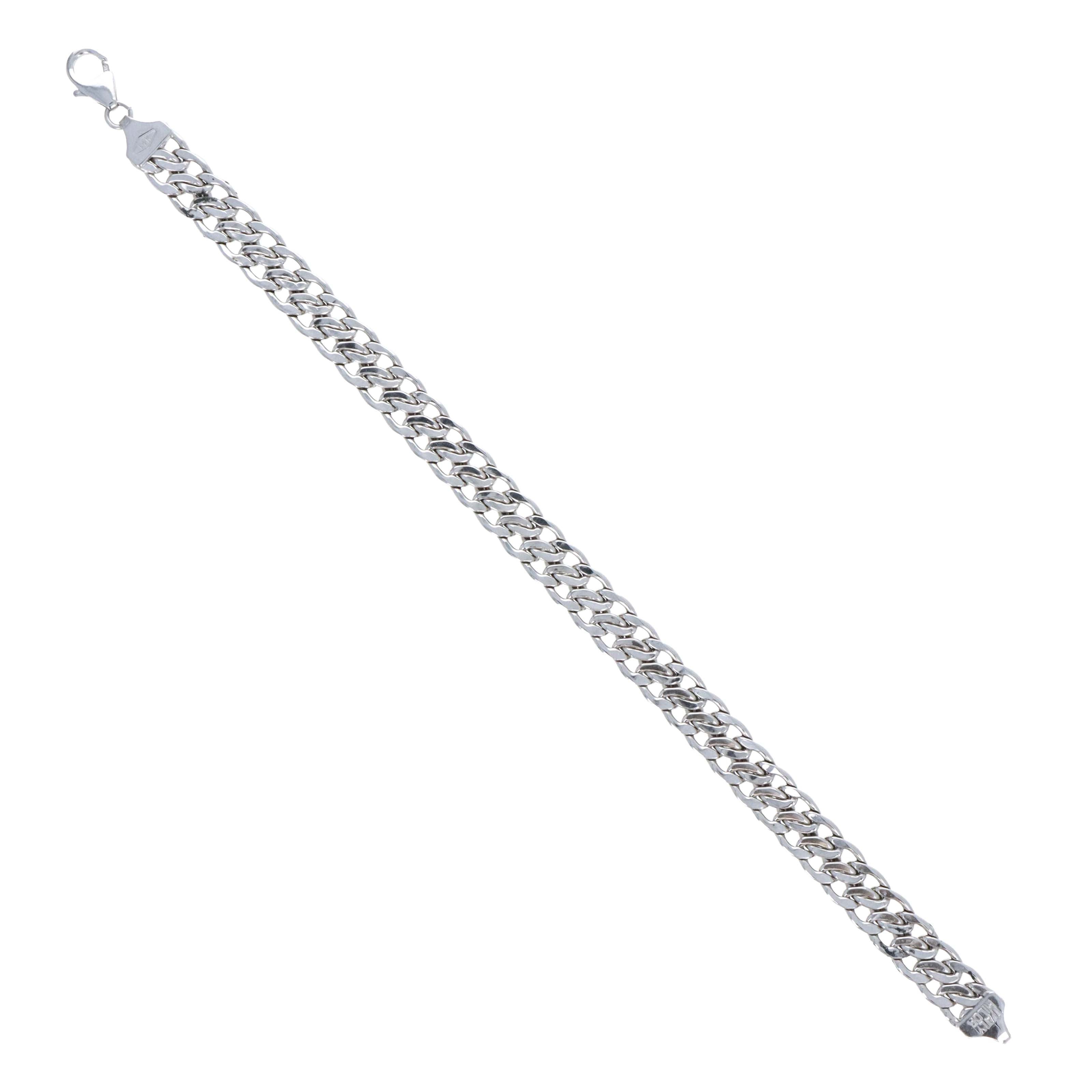 14K White Gold 7.3mm Cuban Link Chain Bracelet - Queen May