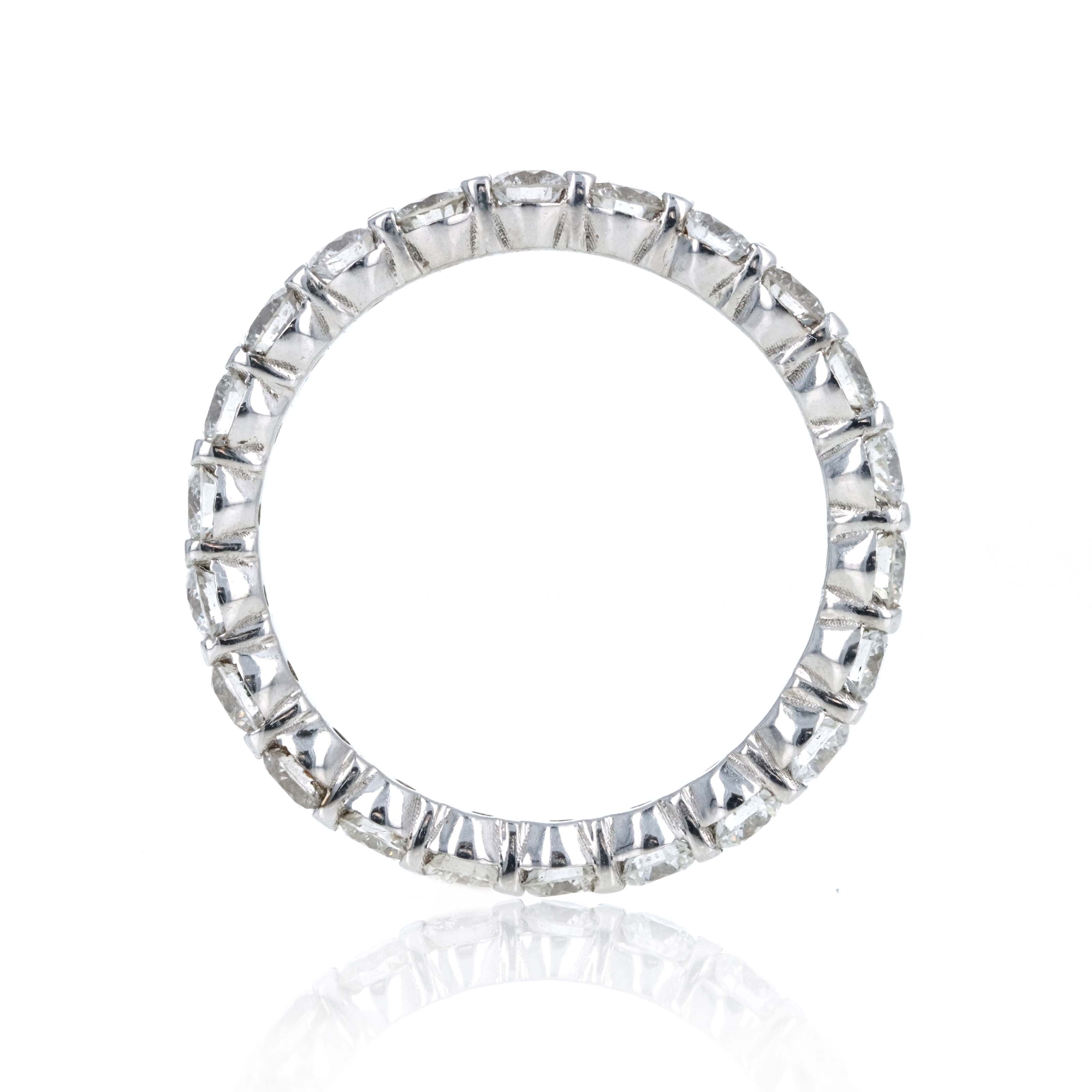14K White Gold 1.50 Carat Round Brilliant Diamond Full Eternity Band - Queen May