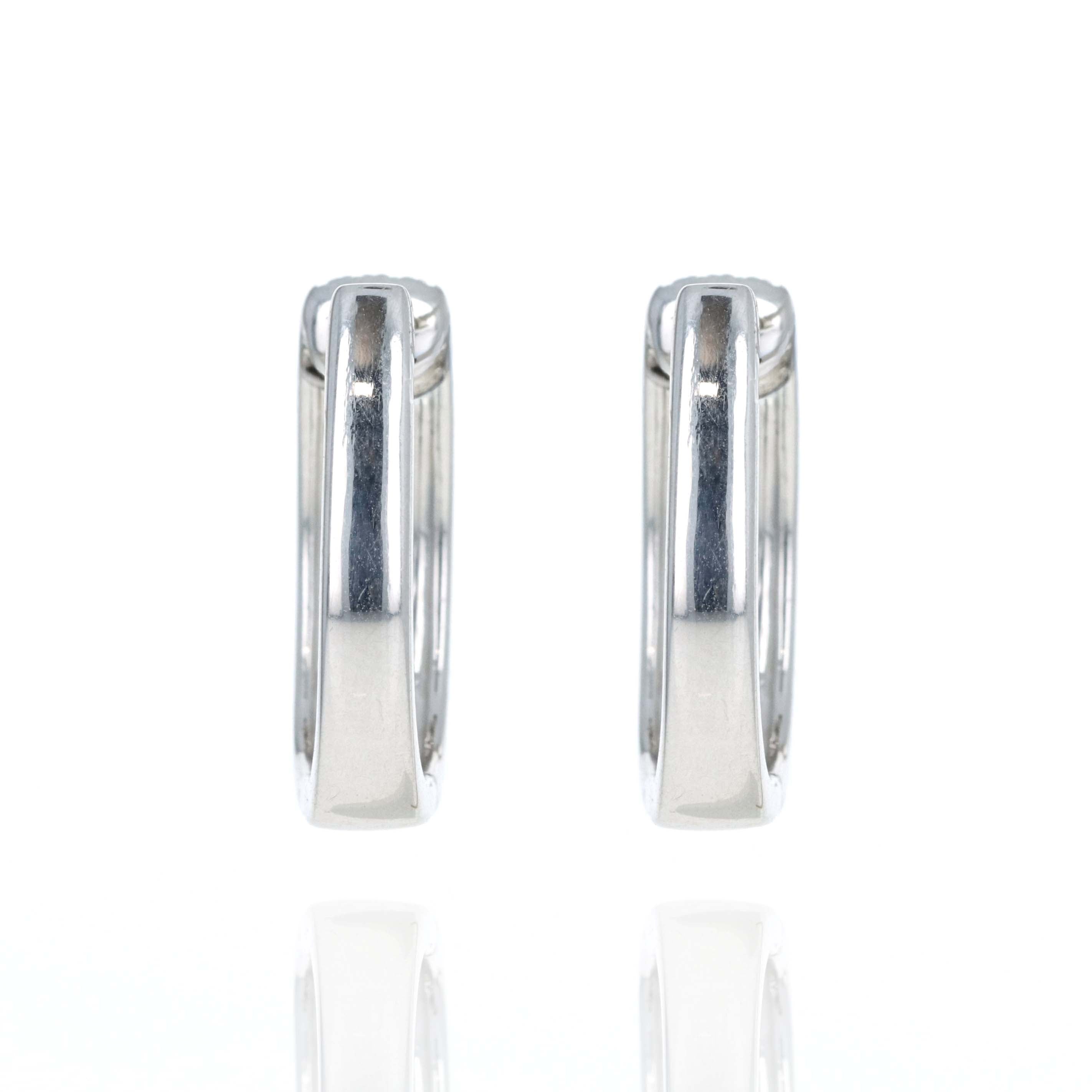 14K White Gold 1 Carat Diamond Marquise Hoop Earrings - Queen May