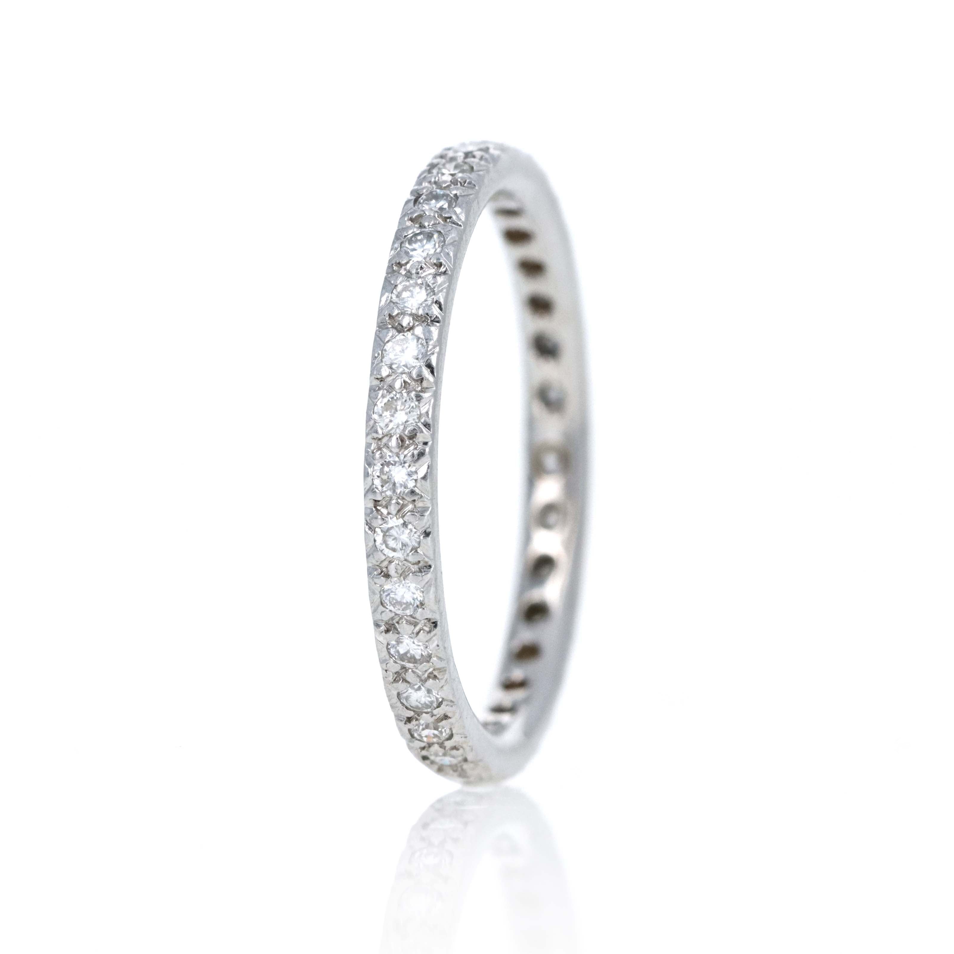 14K White Gold 0.32 Carat Diamond Full Eternity Band - Queen May