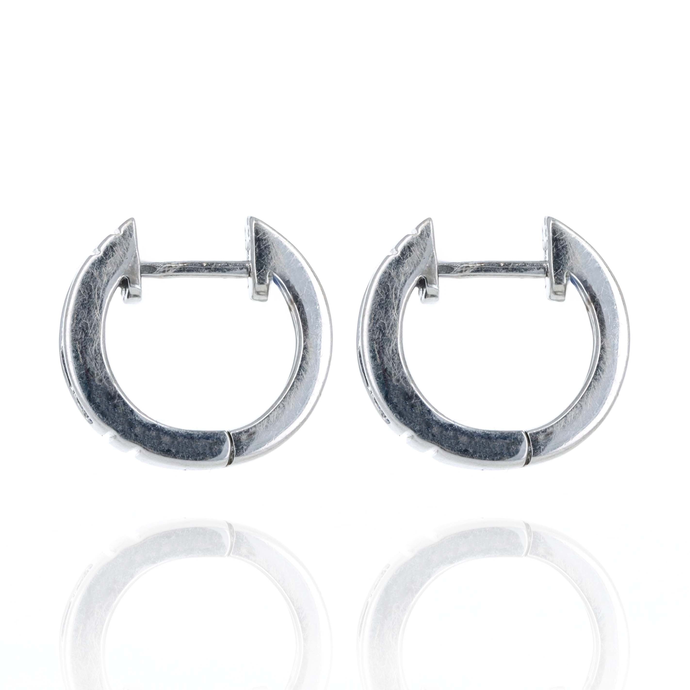 14K White Gold Sapphire Micro Huggie Hoop Earrings - Queen May