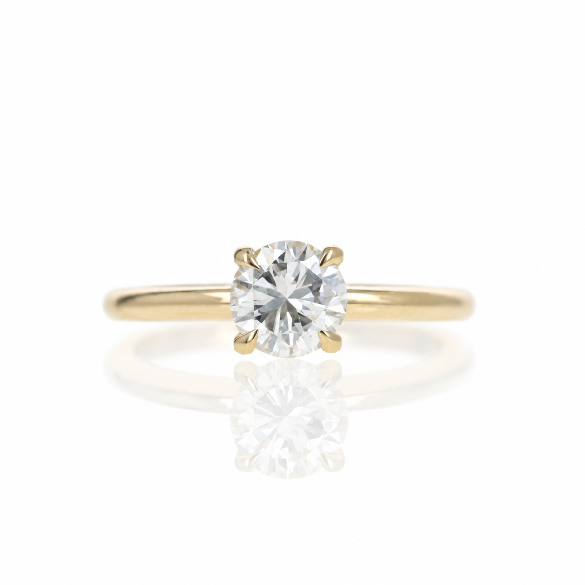 14K Yellow Gold 0.96 Carat Round Brilliant Diamond Engagement Ring - Queen May