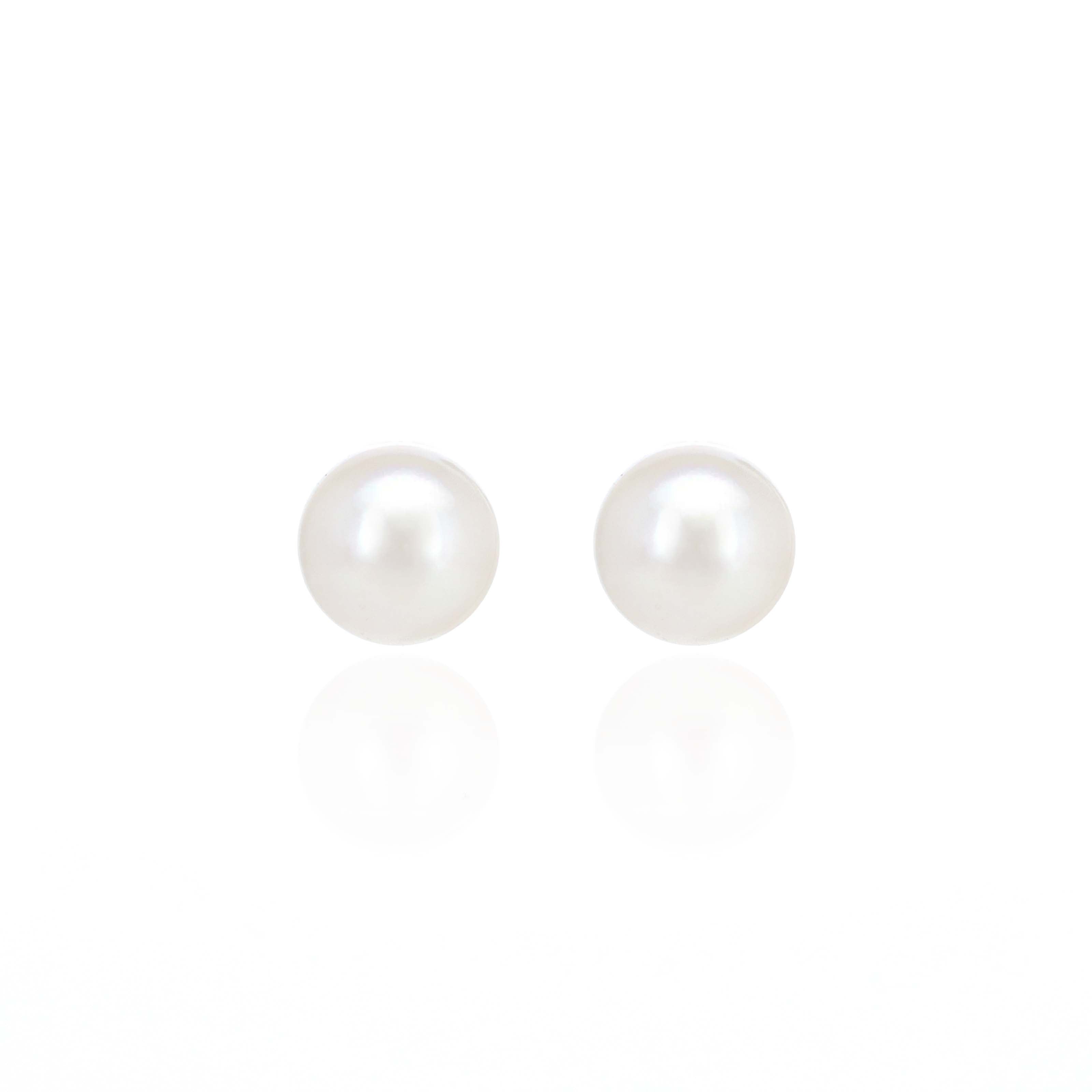 14K Yellow Gold 6.5mm Cultured Pearl Stud Earrings - Queen May