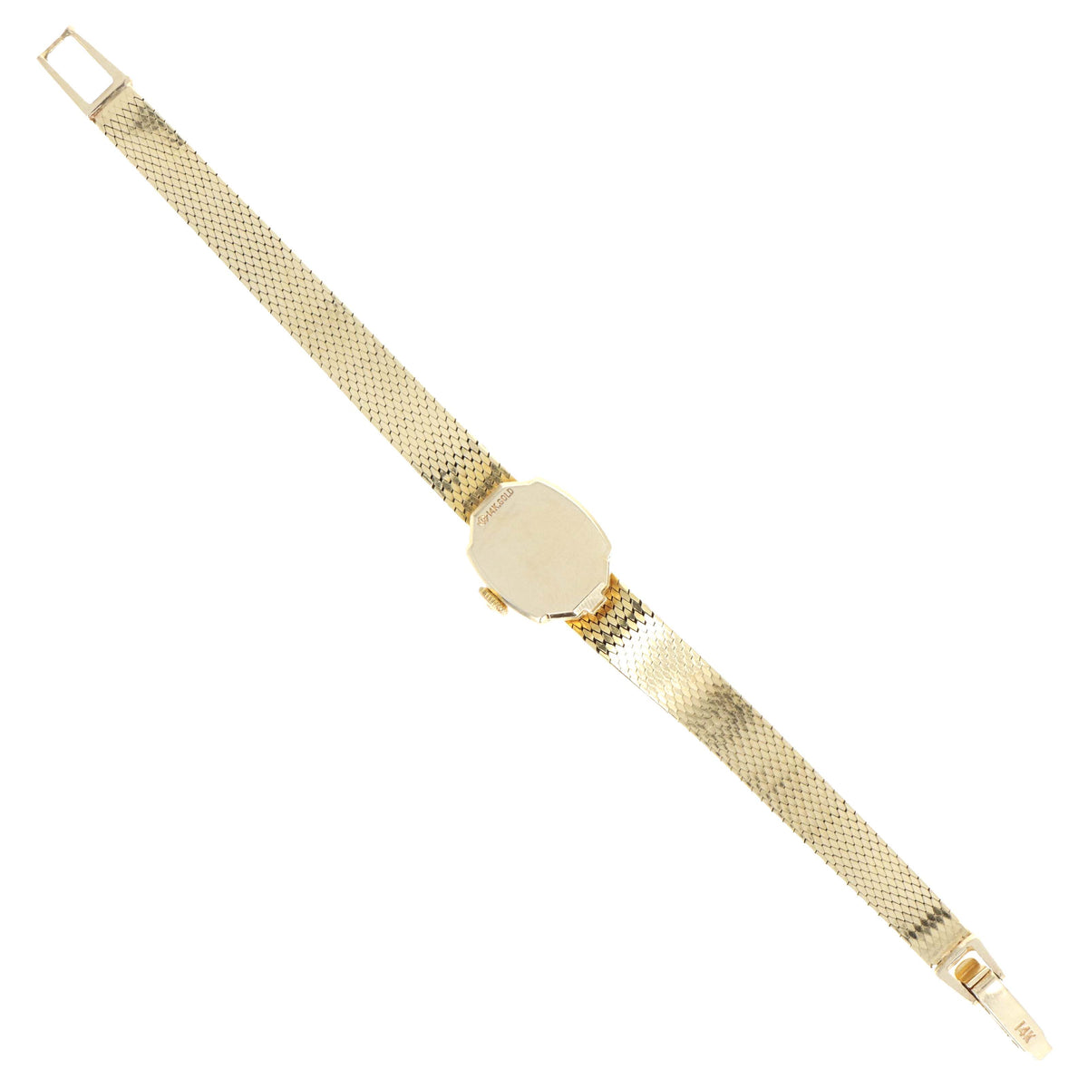 Vintage Rolex Ladies 14K Yellow Gold Diamond Bezel Square Shaped Mechanical Movement Watch With Box