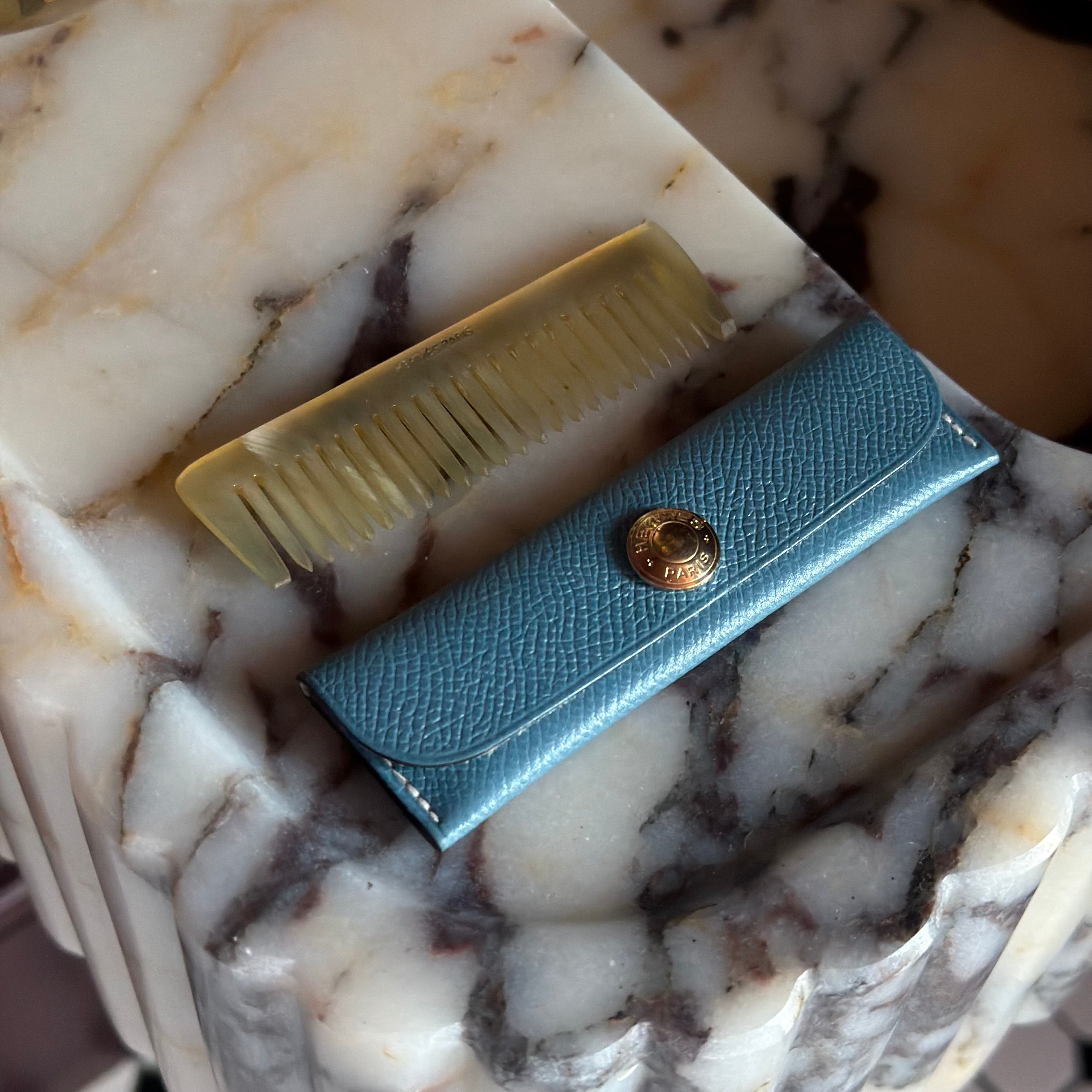 Hermes Buffalo Horn Comb and Case