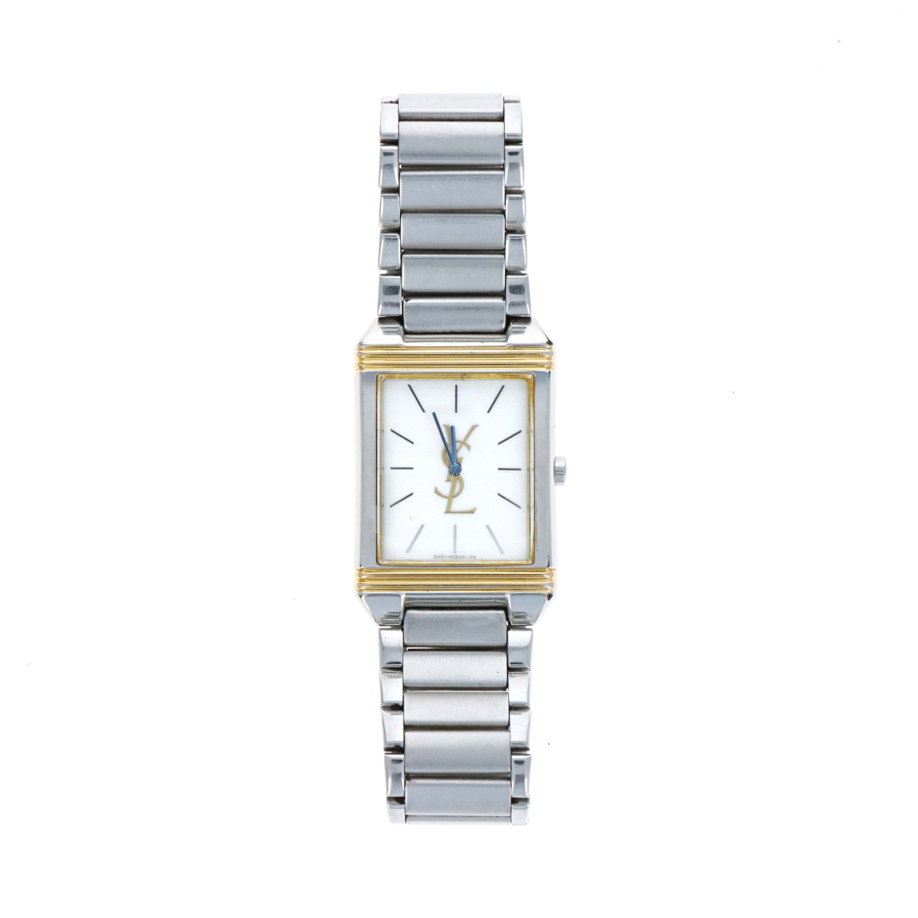 Vintage Yves Saint Laurent Two-tone Rectangular Ladies Watch - Queen May