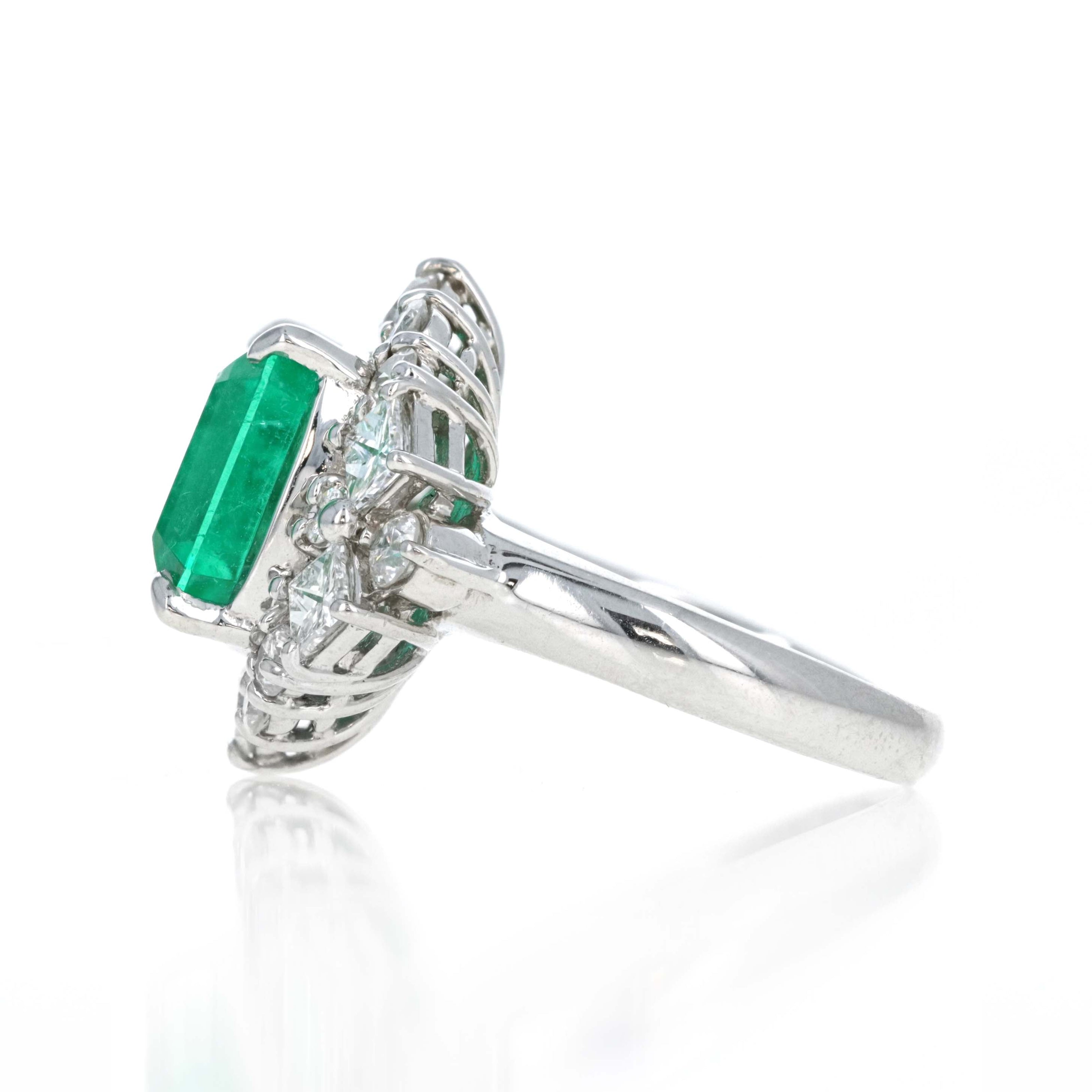 Platinum 4.83 Carat Colombian Emerald Diamond Accented Ring - Queen May