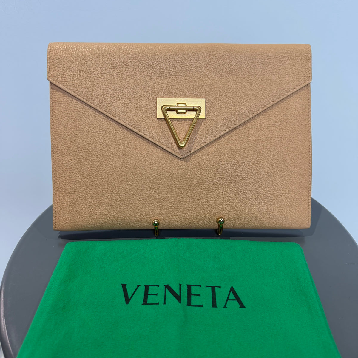 Bottega Veneta Grained Leather Clutch Tan