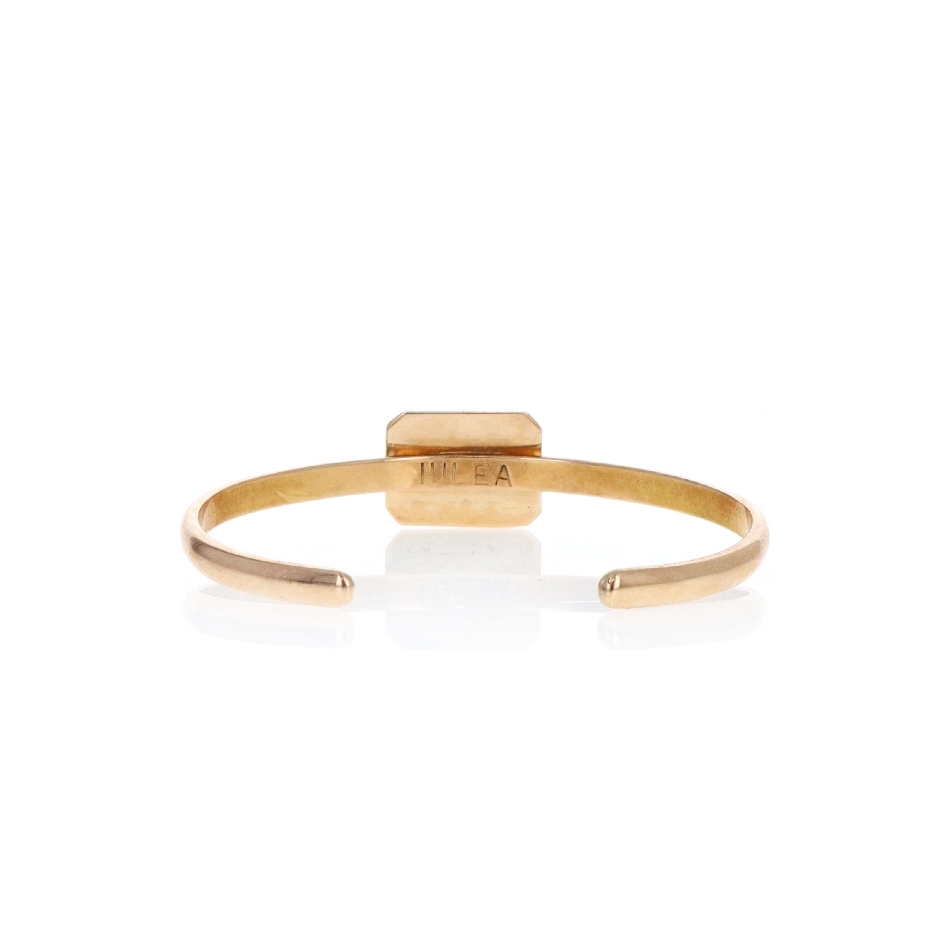 Vintage 14K Yellow Gold Handmade Zuni Sun Face Inlaid Multi-Stone Bangle