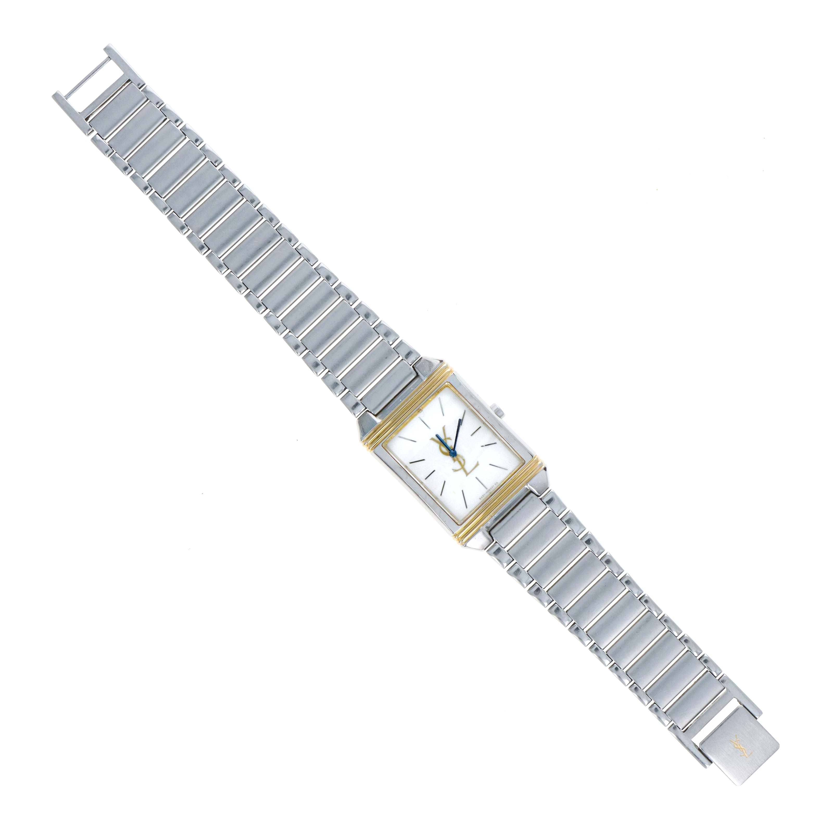 Vintage Yves Saint Laurent Two-tone Rectangular Ladies Watch - Queen May