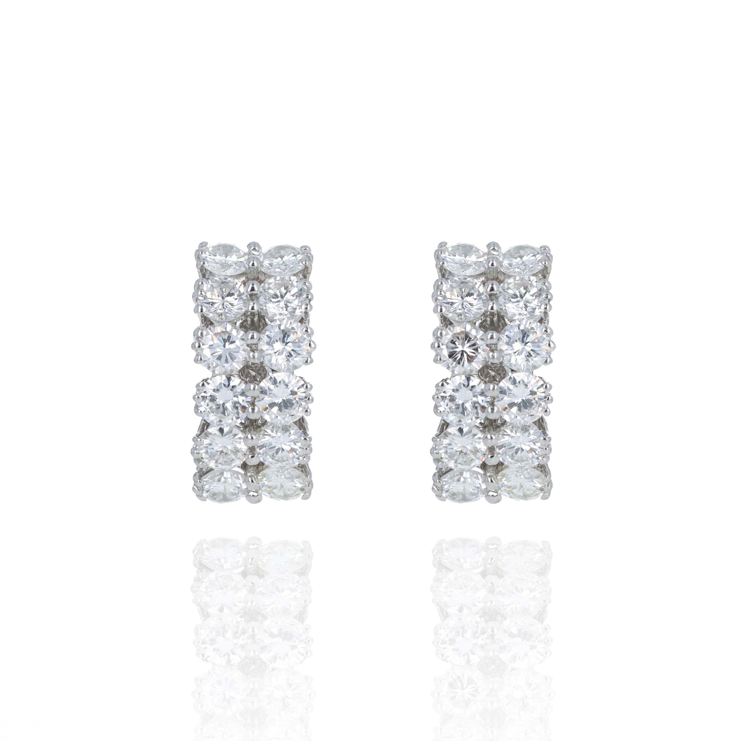 14K White Gold 2.70 Carat Diamond Pave Earrings - Queen May