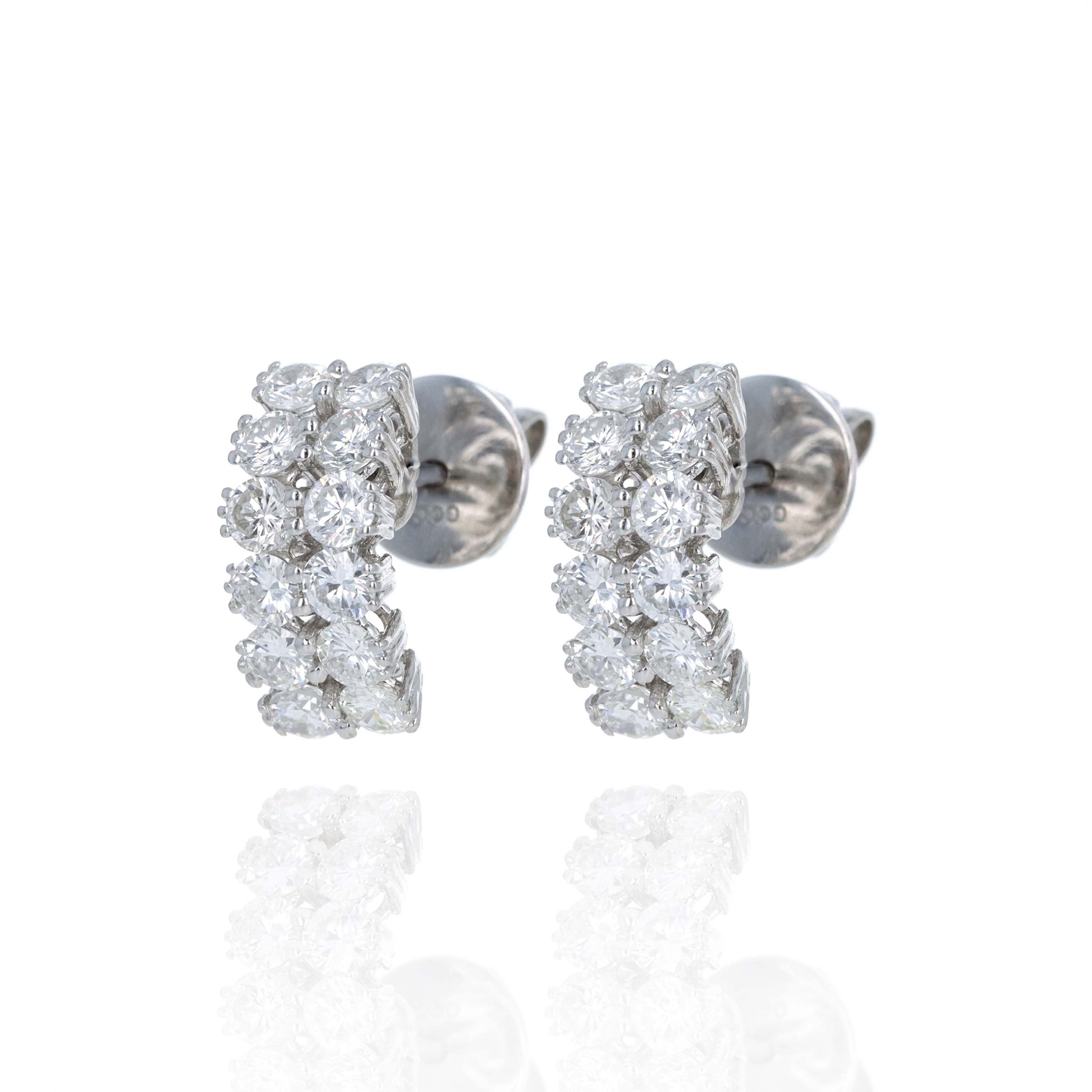 14K White Gold 2.70 Carat Diamond Pave Earrings - Queen May